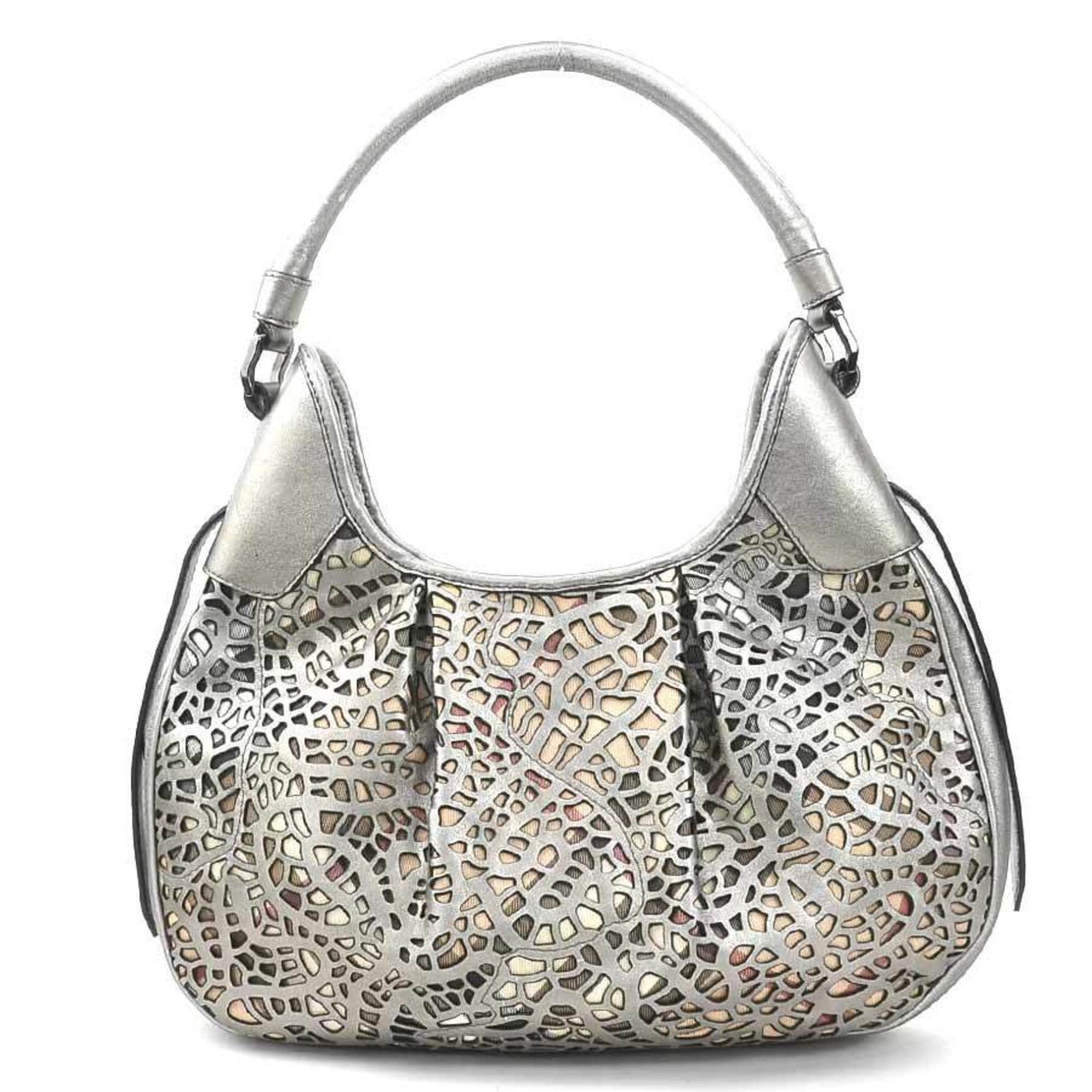 Burberry shoulder bag leather canvas metallic grey beige