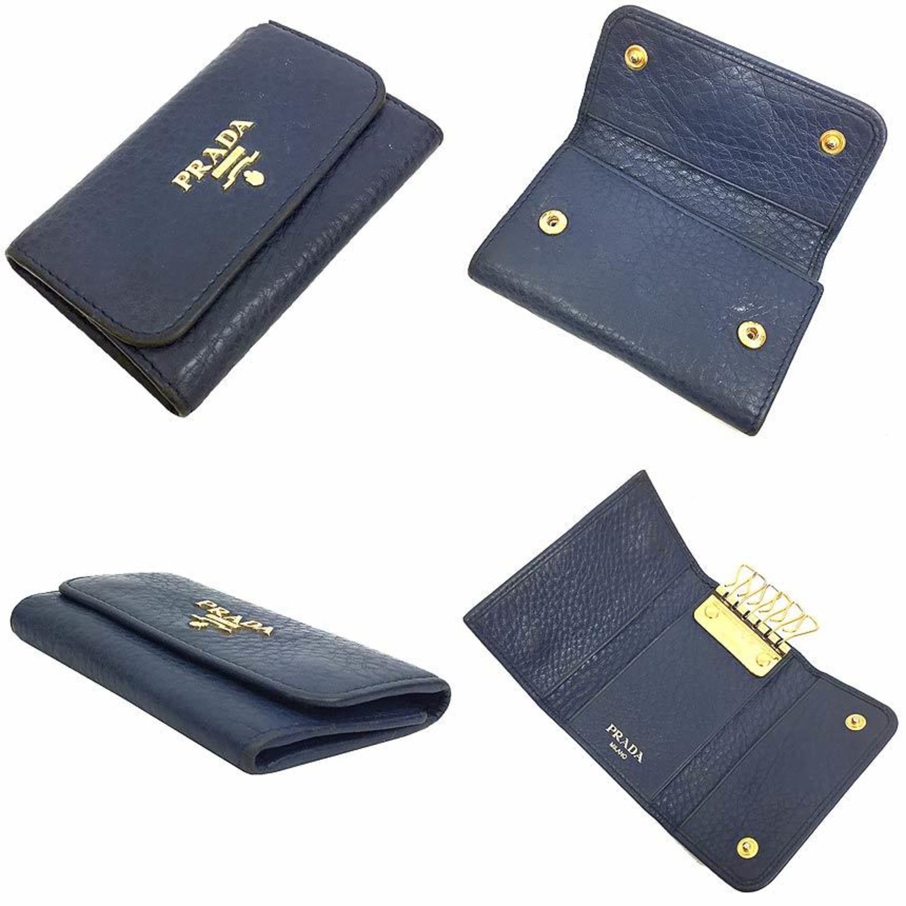PRADA Key Case VITELLO GRAIN INCHIOSTRO