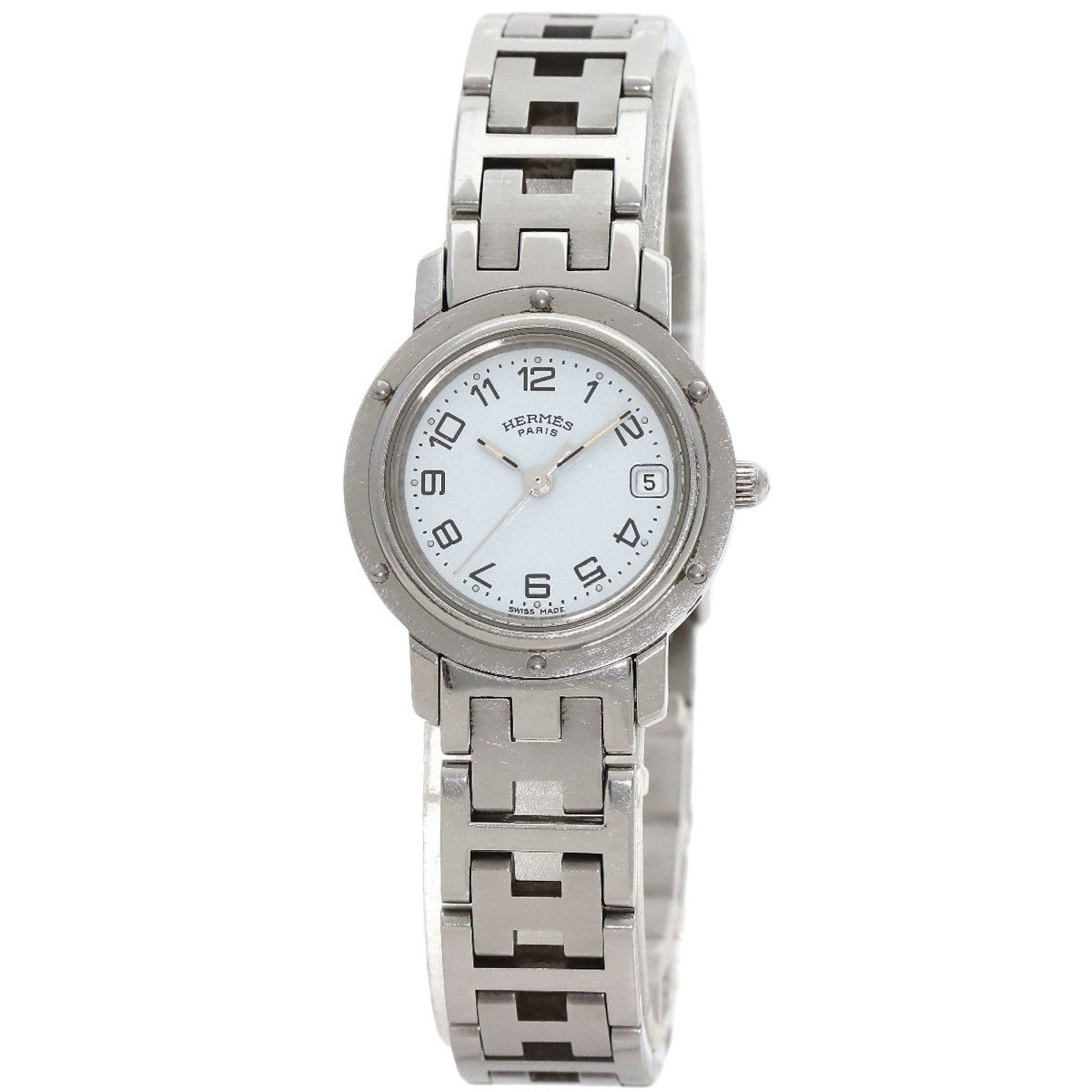 Hermes Clipper Watch Stainless Steel SS Ladies