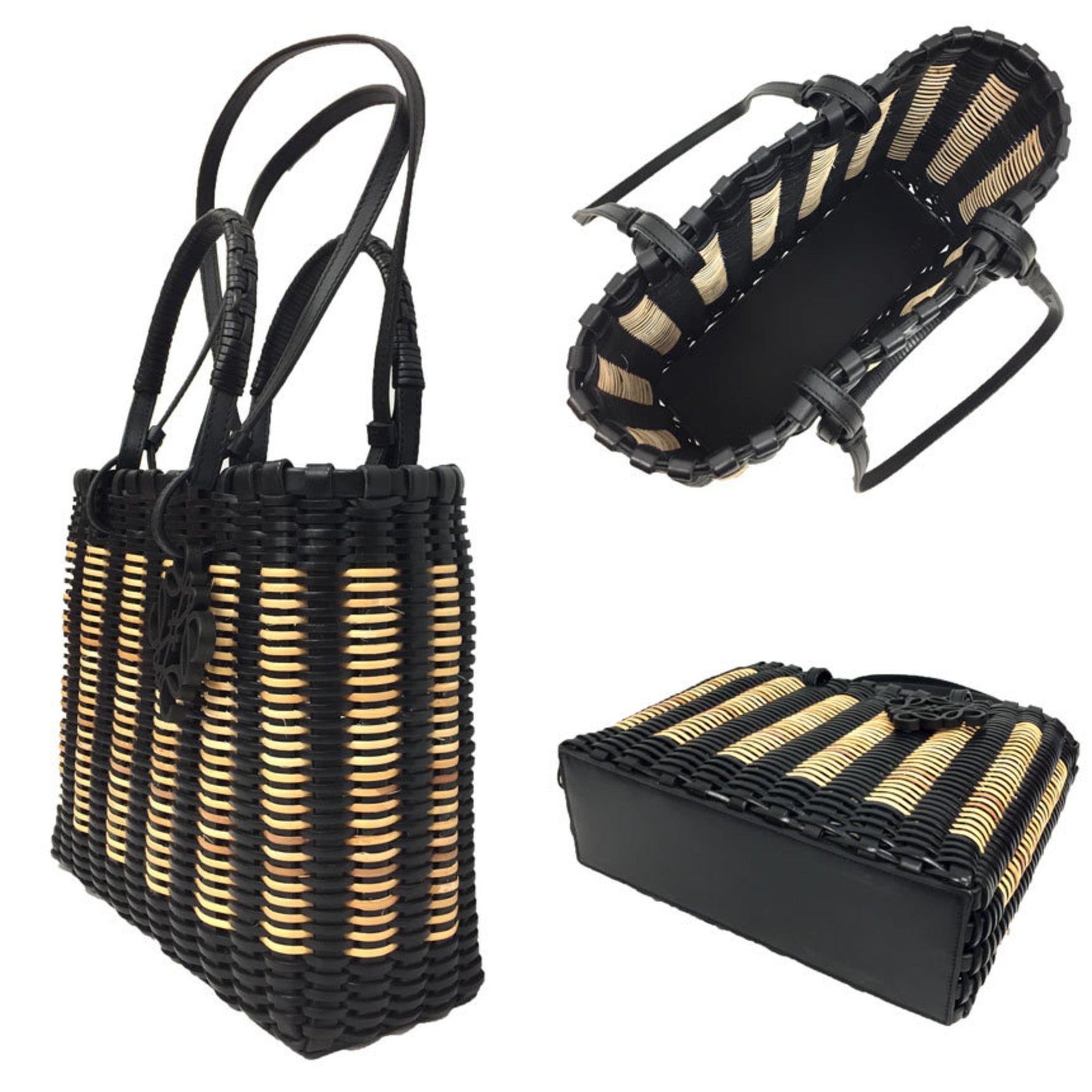 LOEWE Square Rattan Bag Natural x Leather