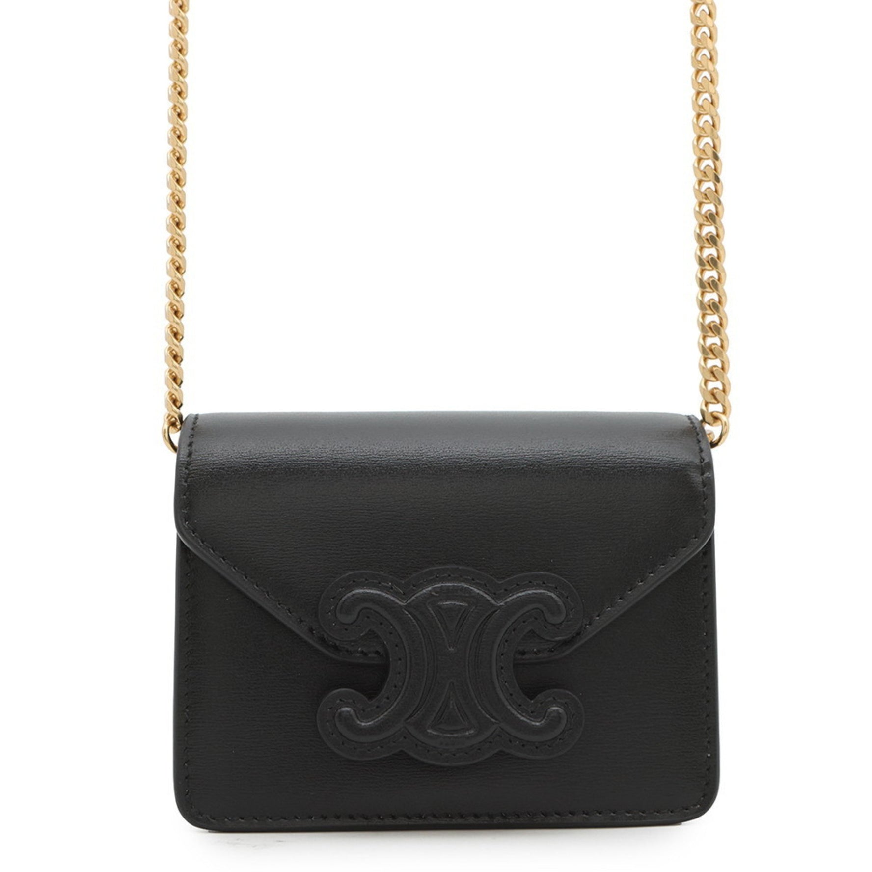 CELINE Business Card Holder/Card Case Triomphe Holder Leather Wallet