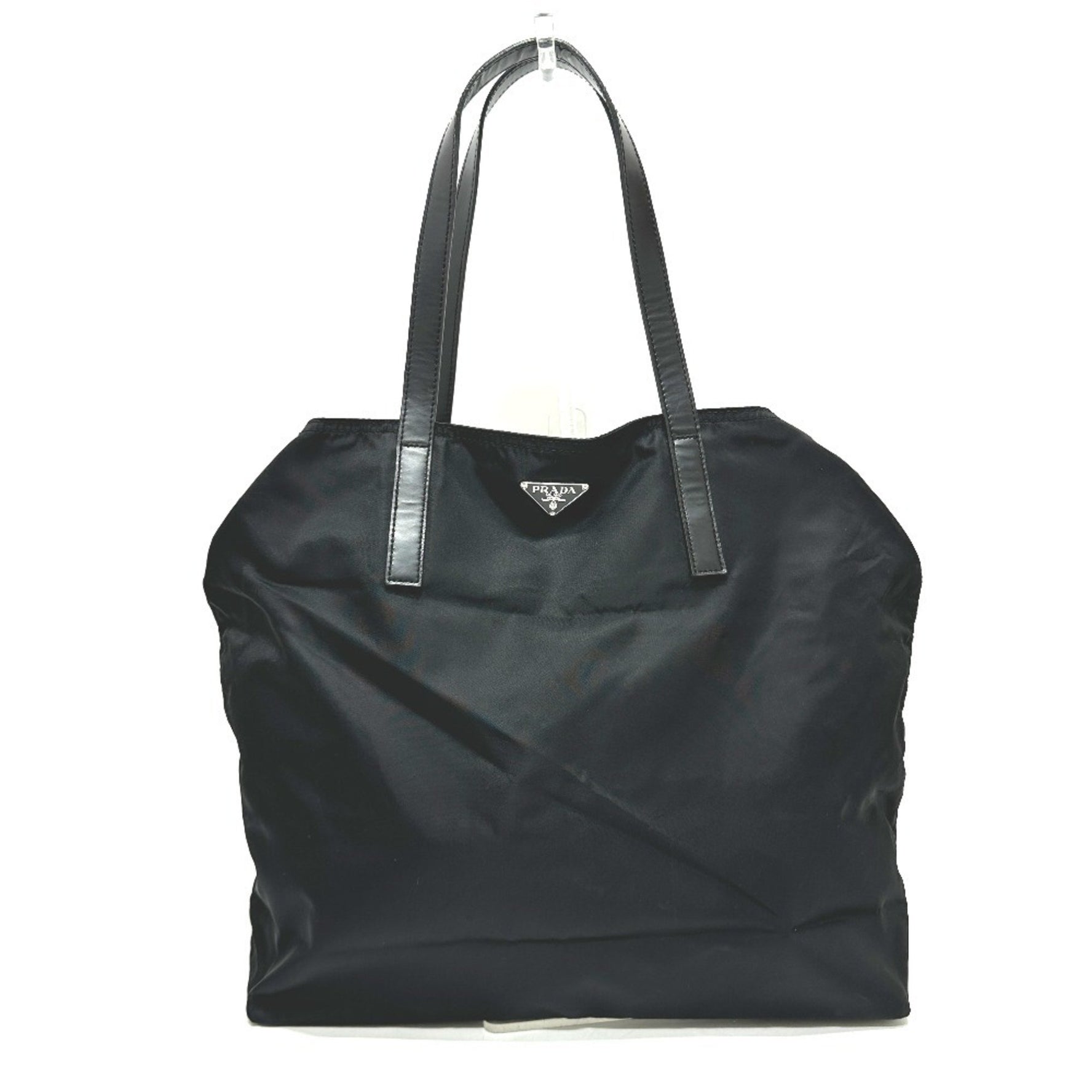 PRADA Triangle Plate Shoulder Tote Bag Nylon