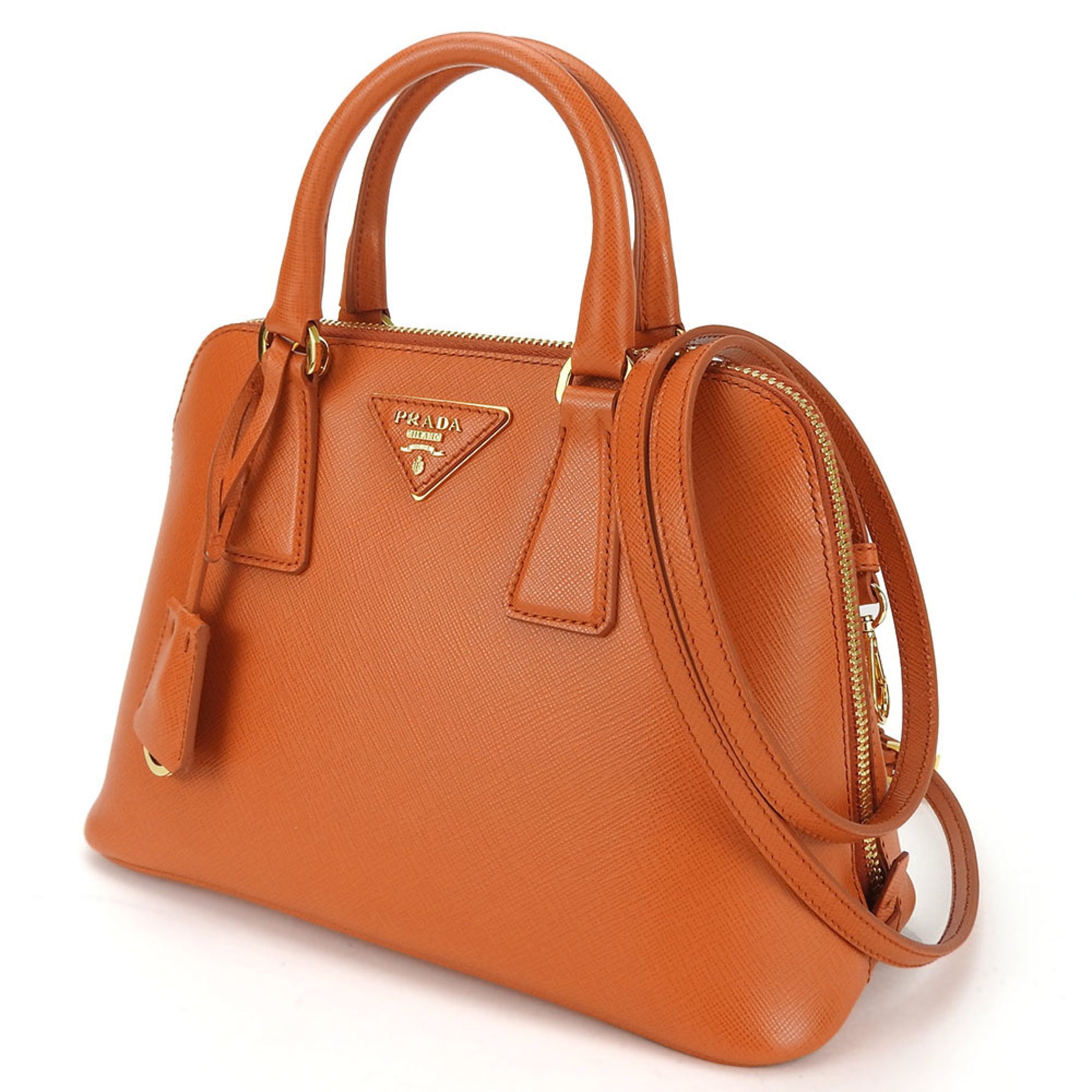 Prada Handbag Saffiano Leather Papaya Shoulder Bag
