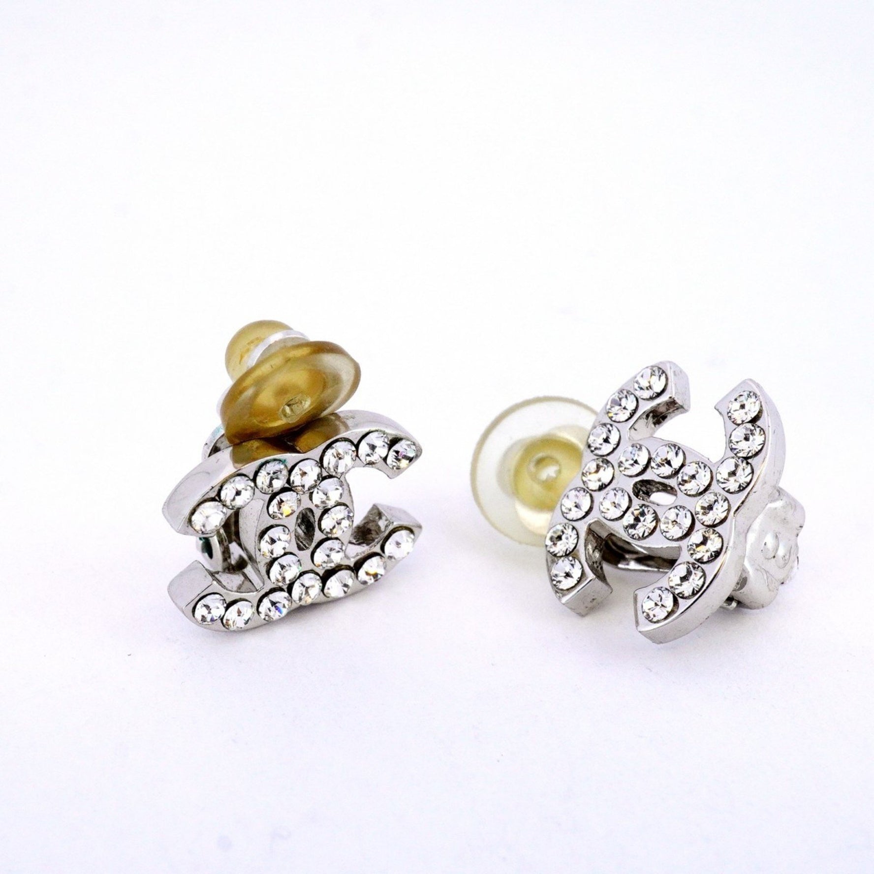 Chanel Coco Mark Metal Rhinestone Earrings