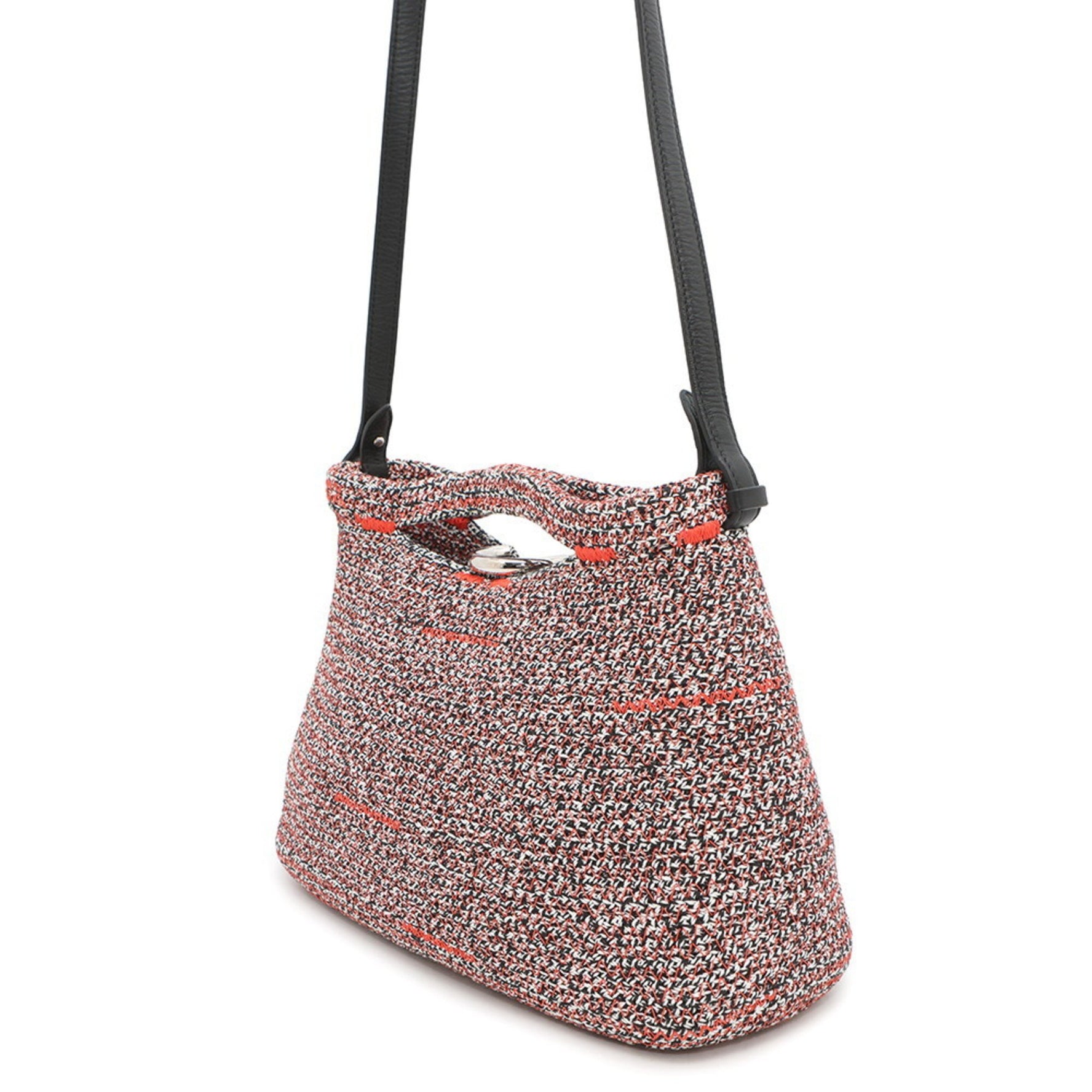Balenciaga Zigzag Canvas and Leather Shoulder Bag