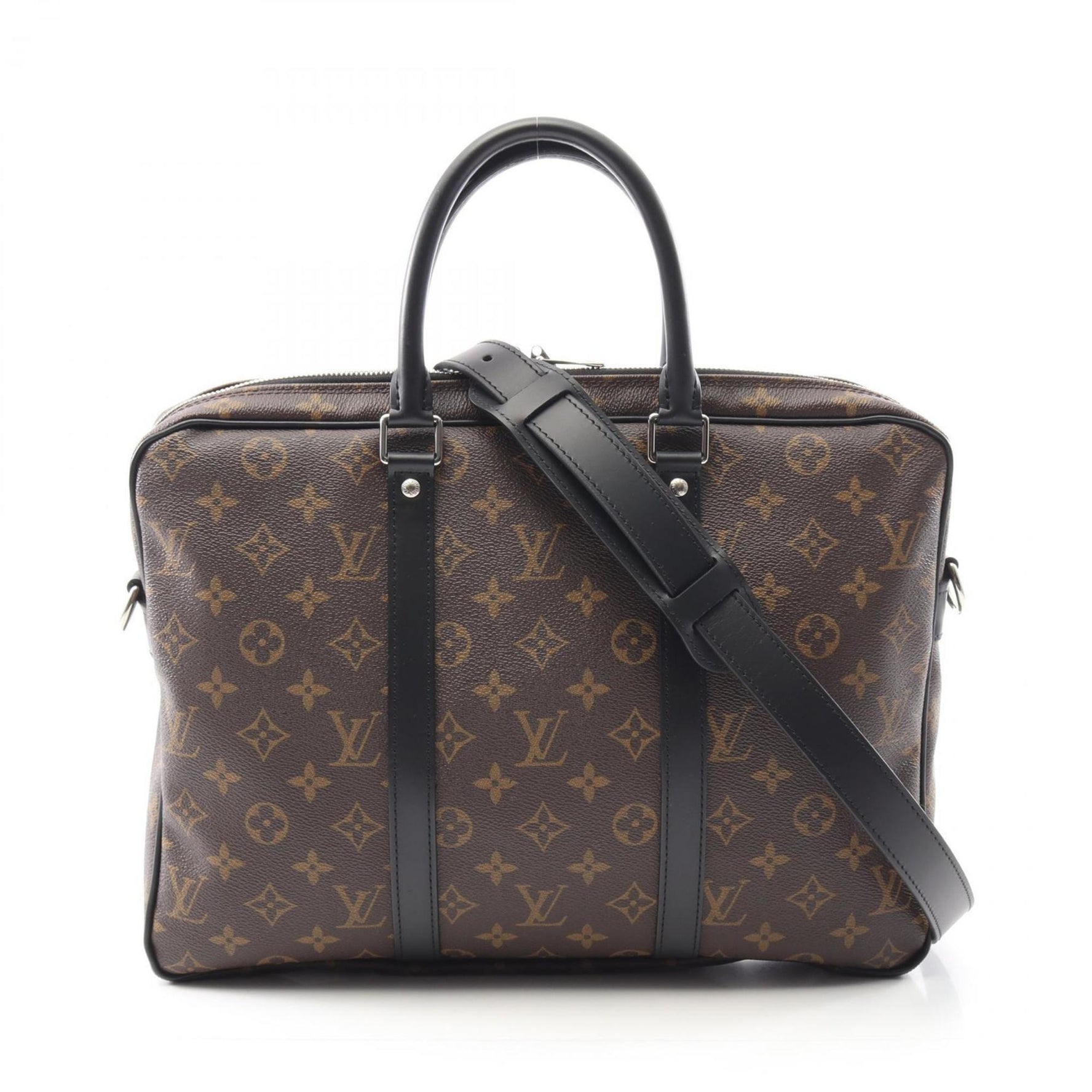 Louis Vuitton PDV PM Briefcase, Coated Canvas and Leather, Monogram Macassar, Brown Black