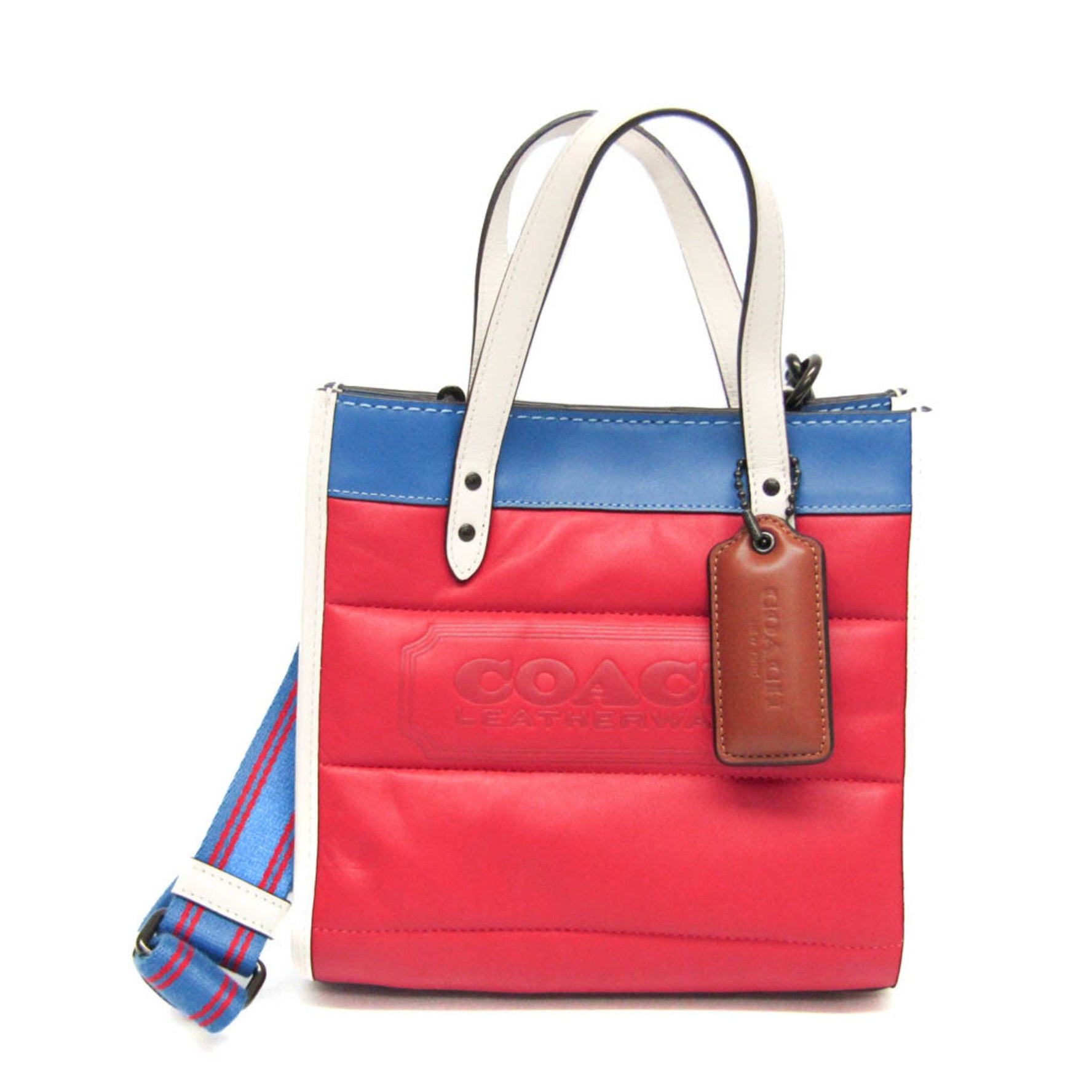 Coach Field Tote 22 Leather Handbag,Shoulder Bag Blue,Red Color,White