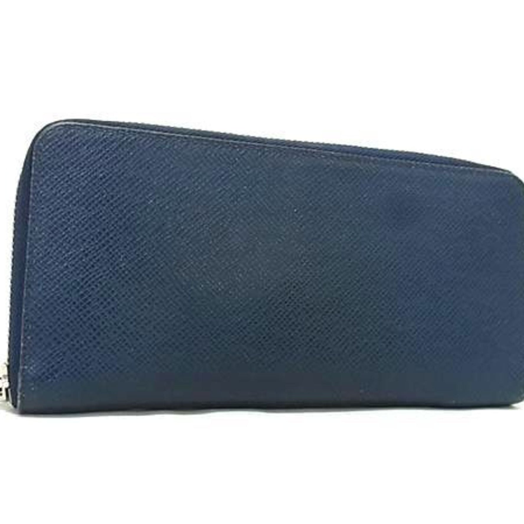 LOUIS VUITTON Louis Vuitton Zippy Wallet Vertical Blue Marine (Navy) Taiga Men's Round Long