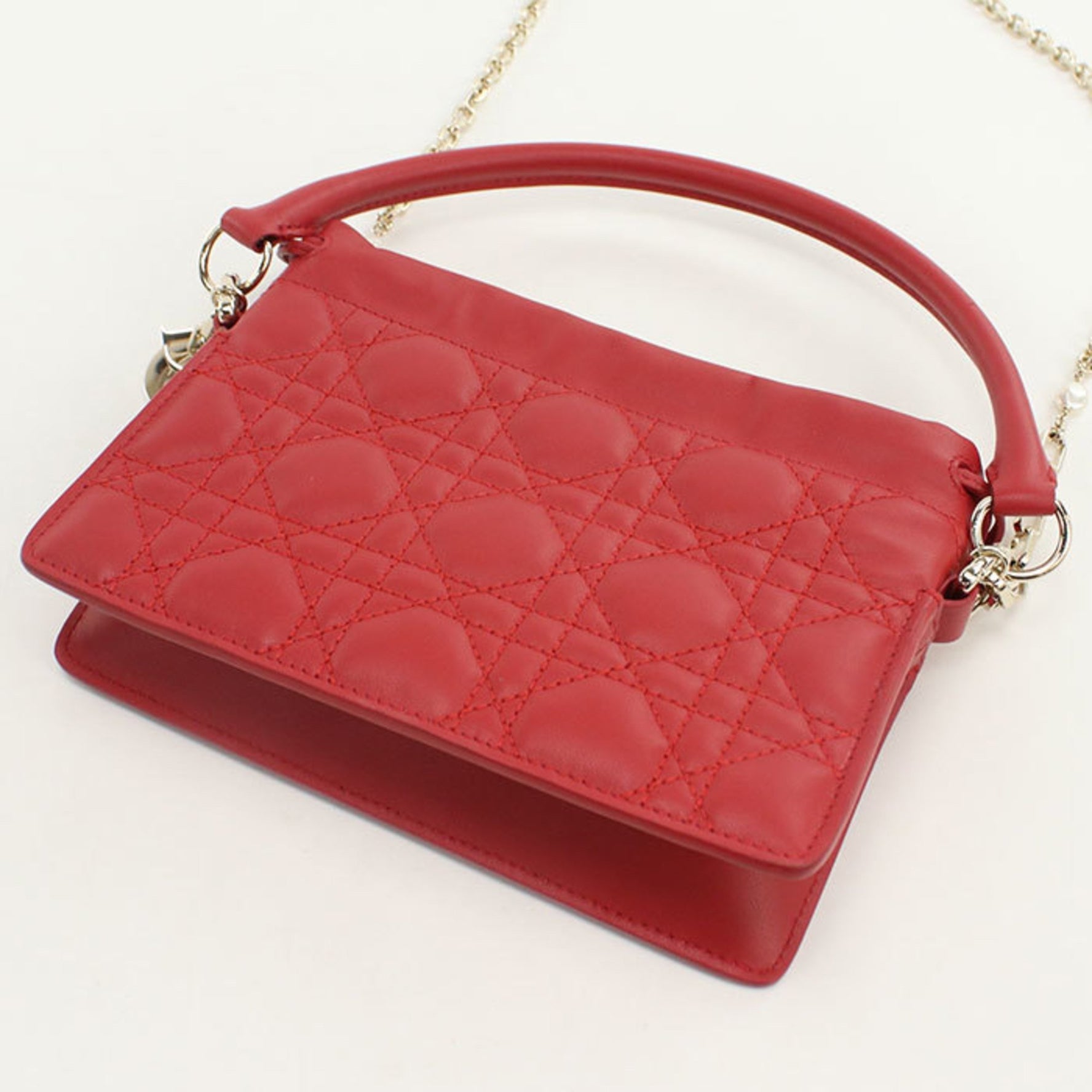 Christian Dior DIOR Lady Dior Millie Mini Bag ONMJ Handbag, Red
