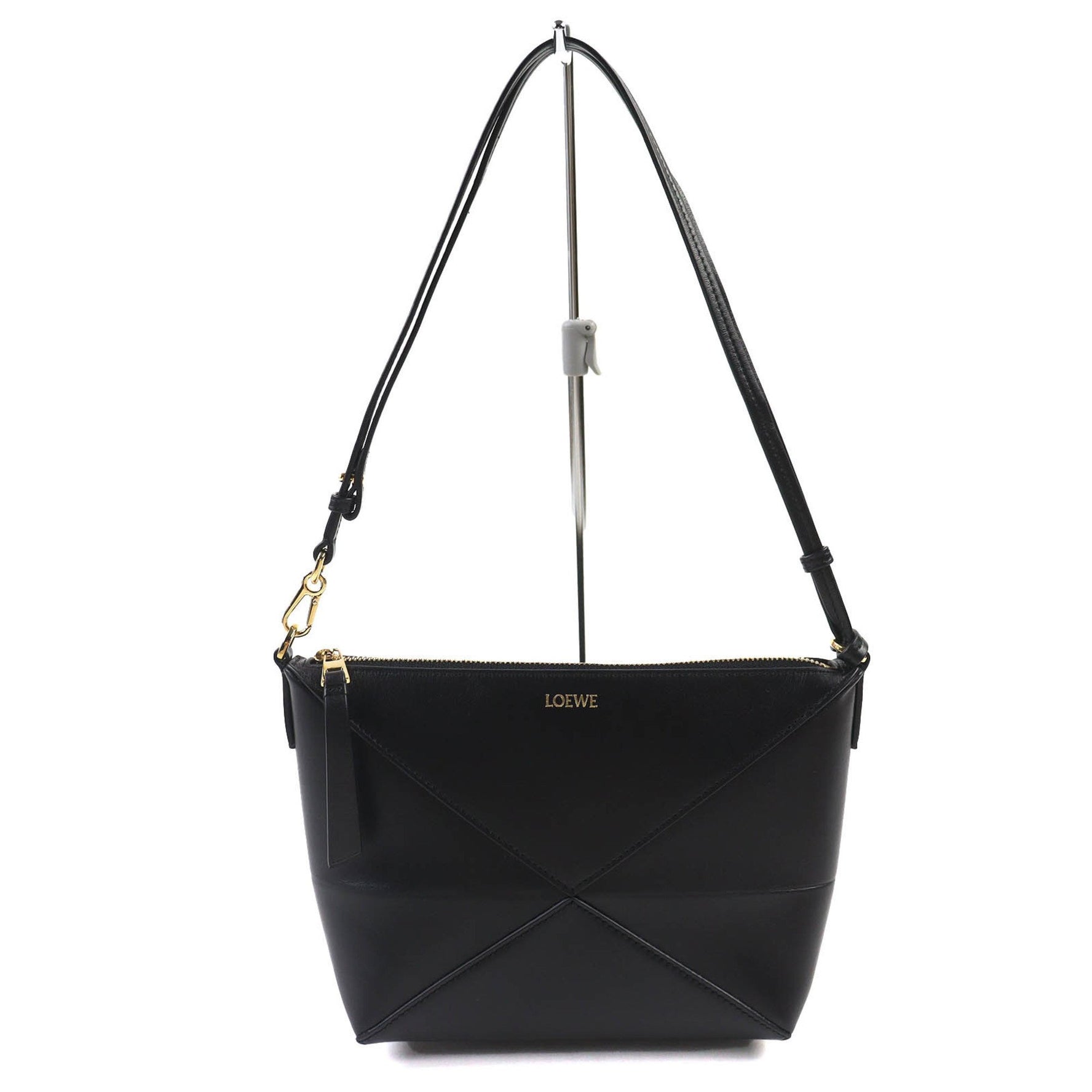 LOEWE Puzzle Fold Pouch Leather and Shiny Napa Calfskin Shoulder Pouch, Includes Dust Bag, Made in Spain