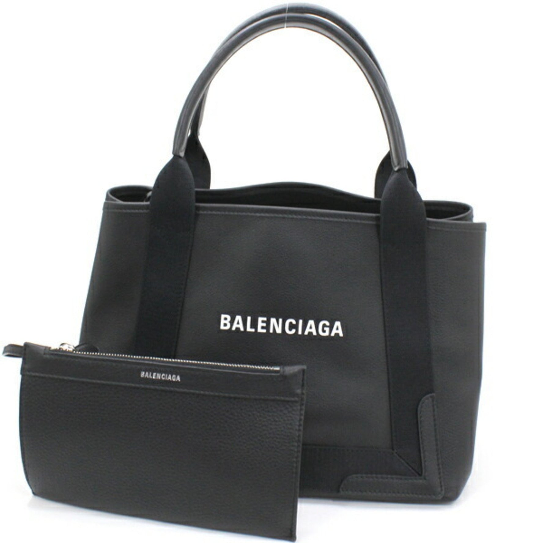 Balenciaga Navy Cabas S Handbag Tote Bag Leather Men Women 1060