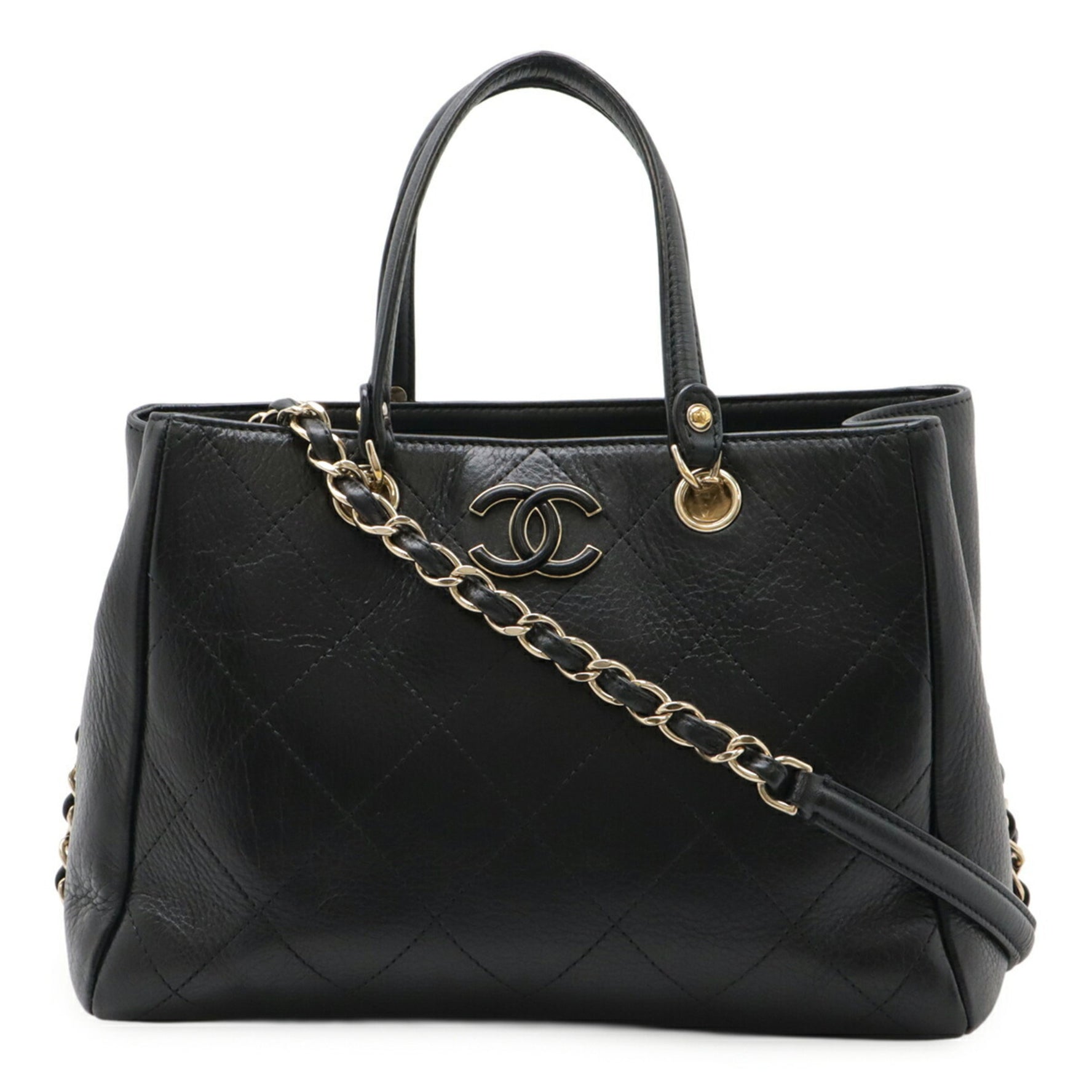 CHANEL Small Bag Handbag Chain Shoulder Calfskin Black
