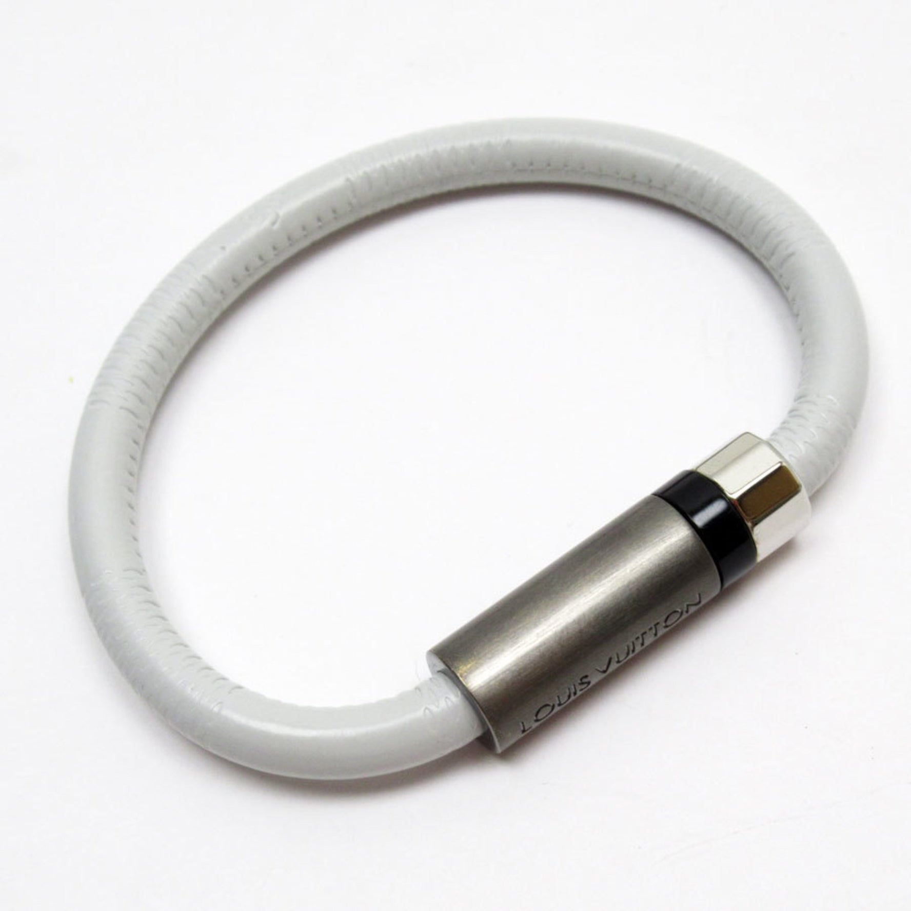 Louis Vuitton Bracelet Leather Light Gray Men's