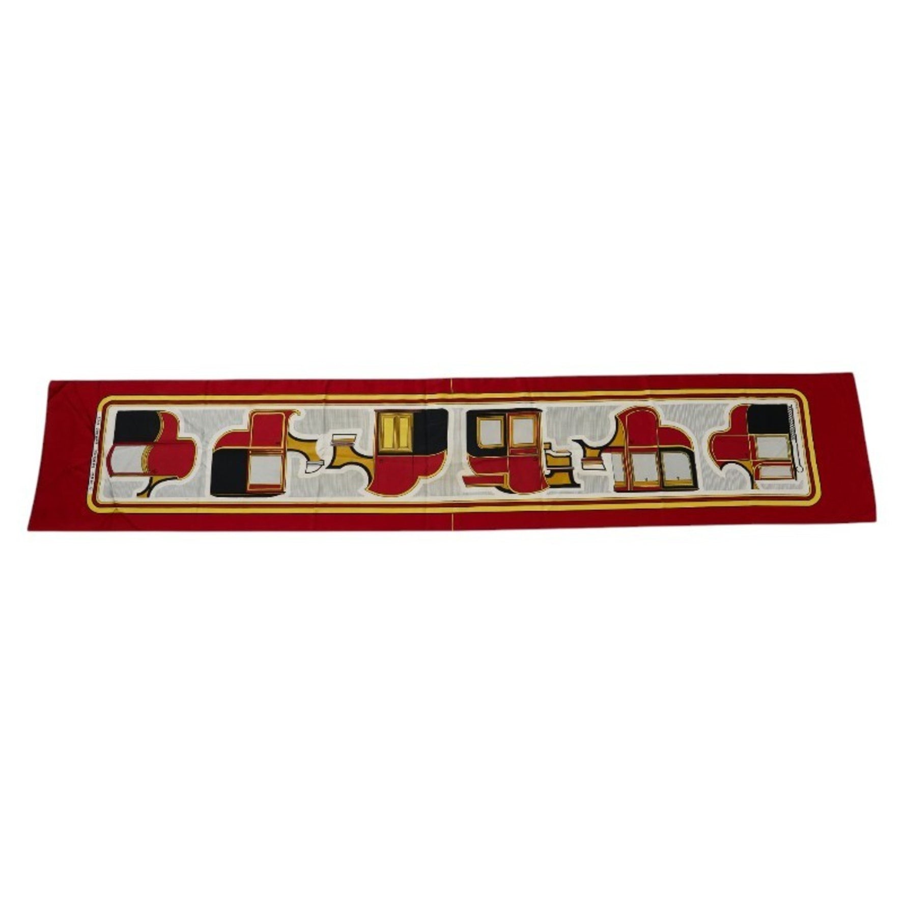Hermes LES COUPES Carriage Scarf Muffler Red Multicolor