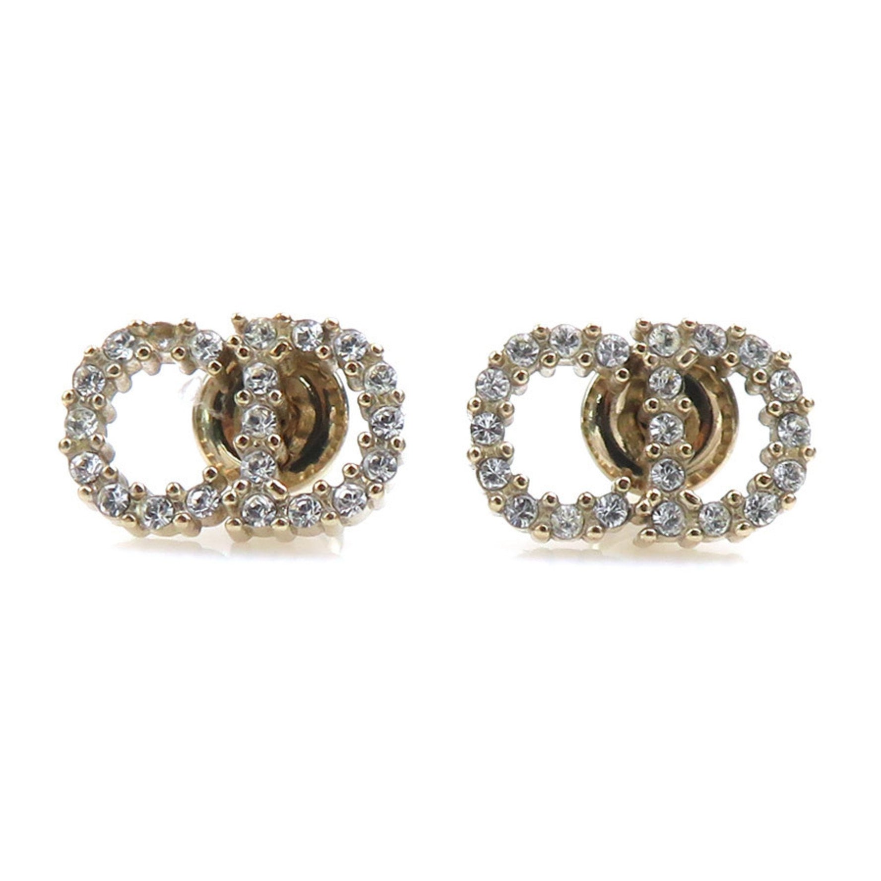 Christian Dior Metal Rhinestone Earrings, Gold