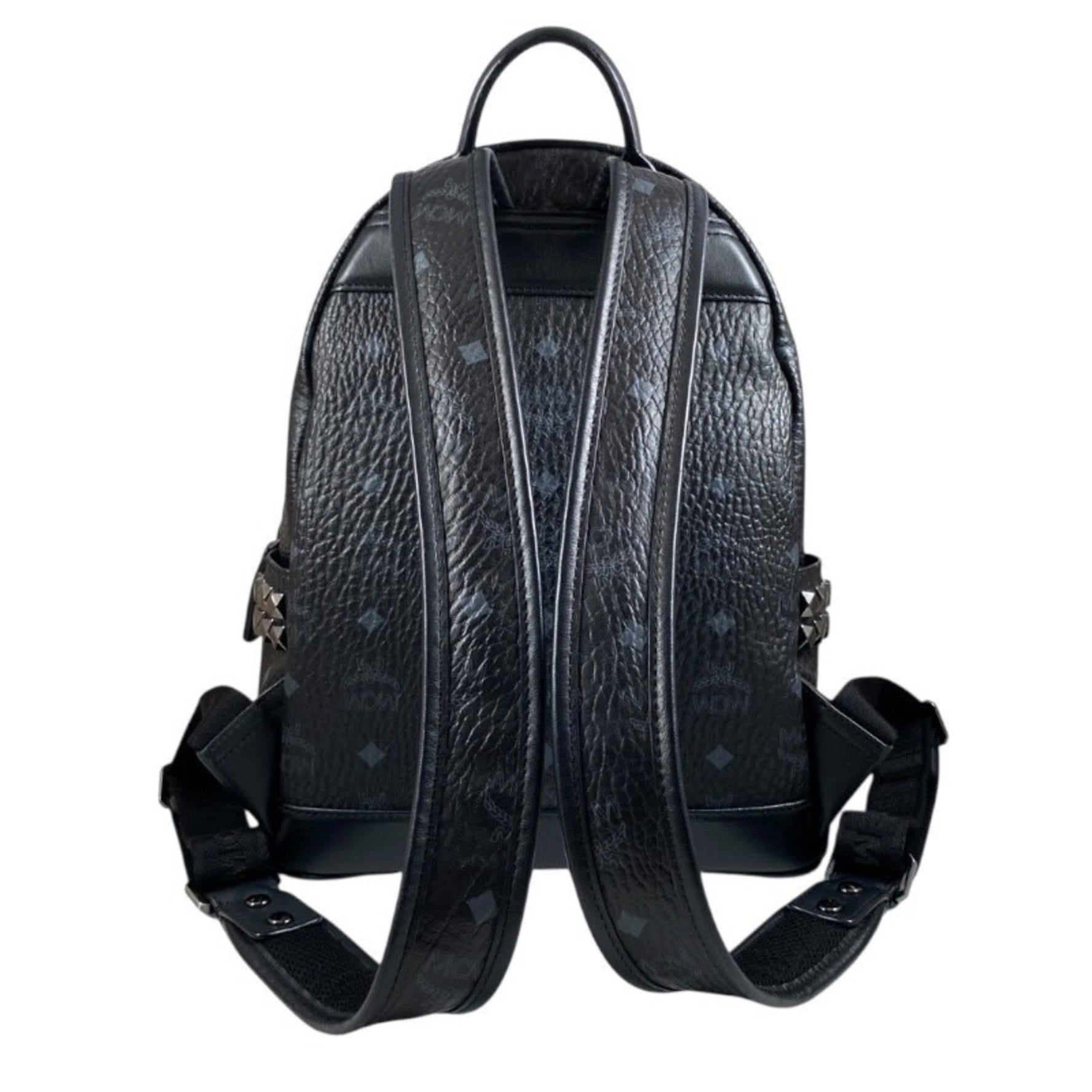 MCM Stark Backpack - Leather Daypack in Visetos with Side Studs