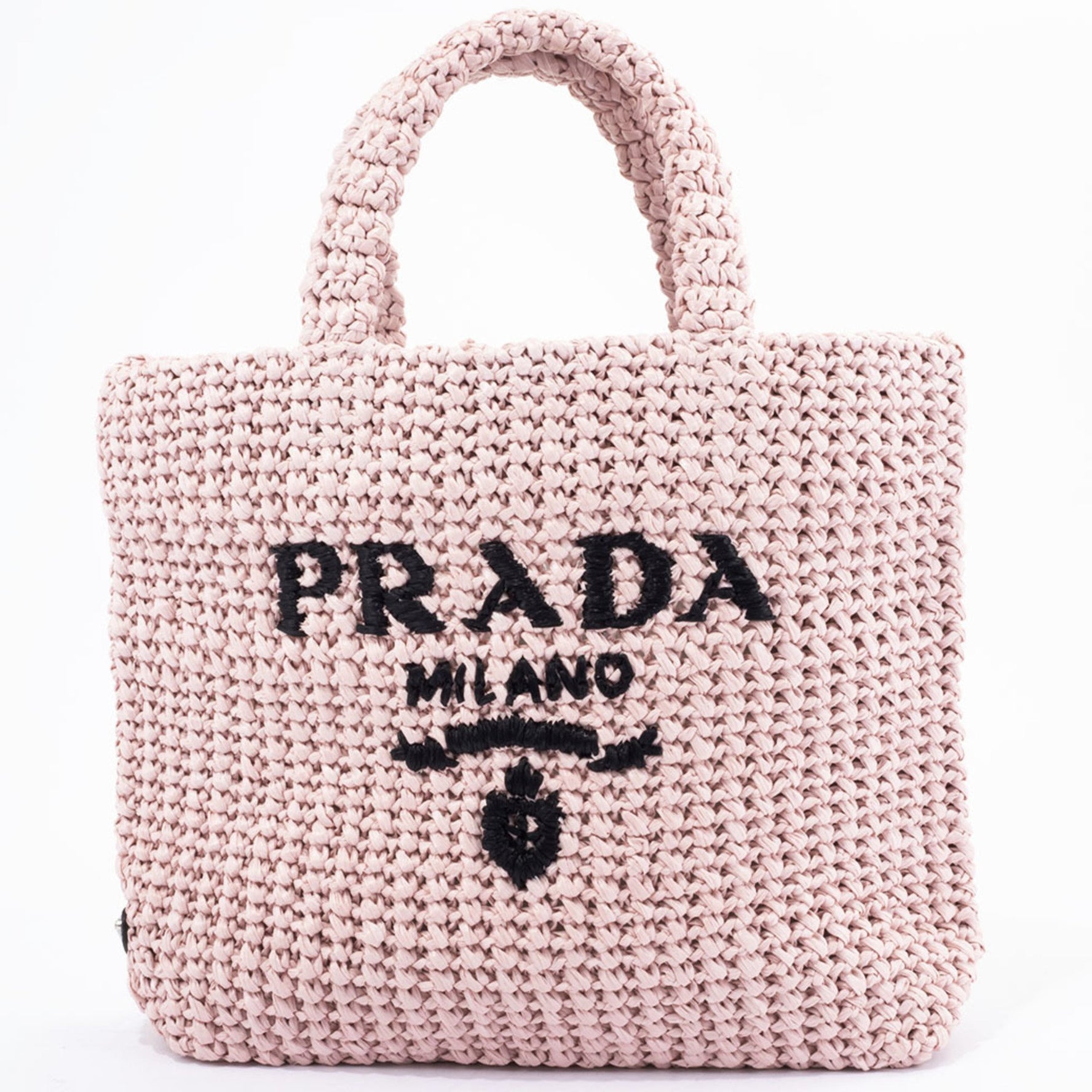Prada Small Crochet Tote Bag Raffia-like Straw-like