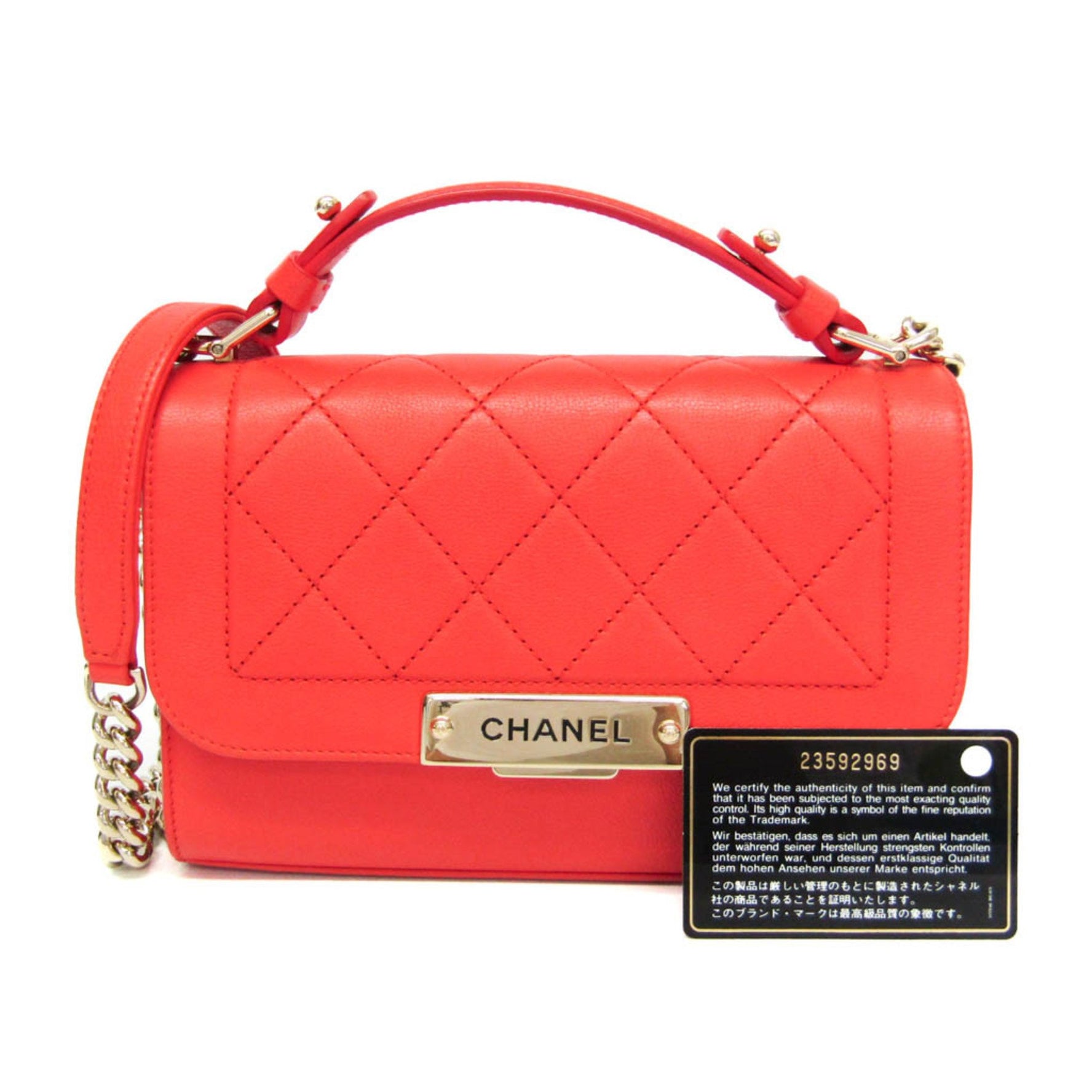 Chanel Matelasse Label Click Chain Shoulder Bag Leather Shoulder Bag