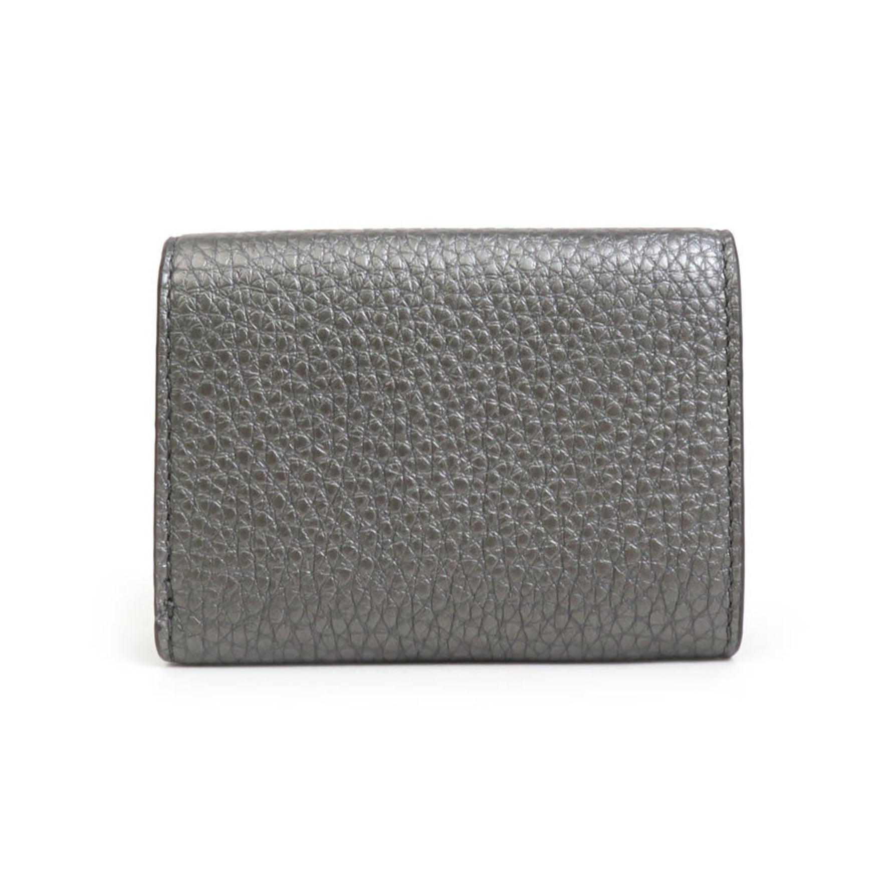 FENDI Tri-fold wallet in metallic grey leather