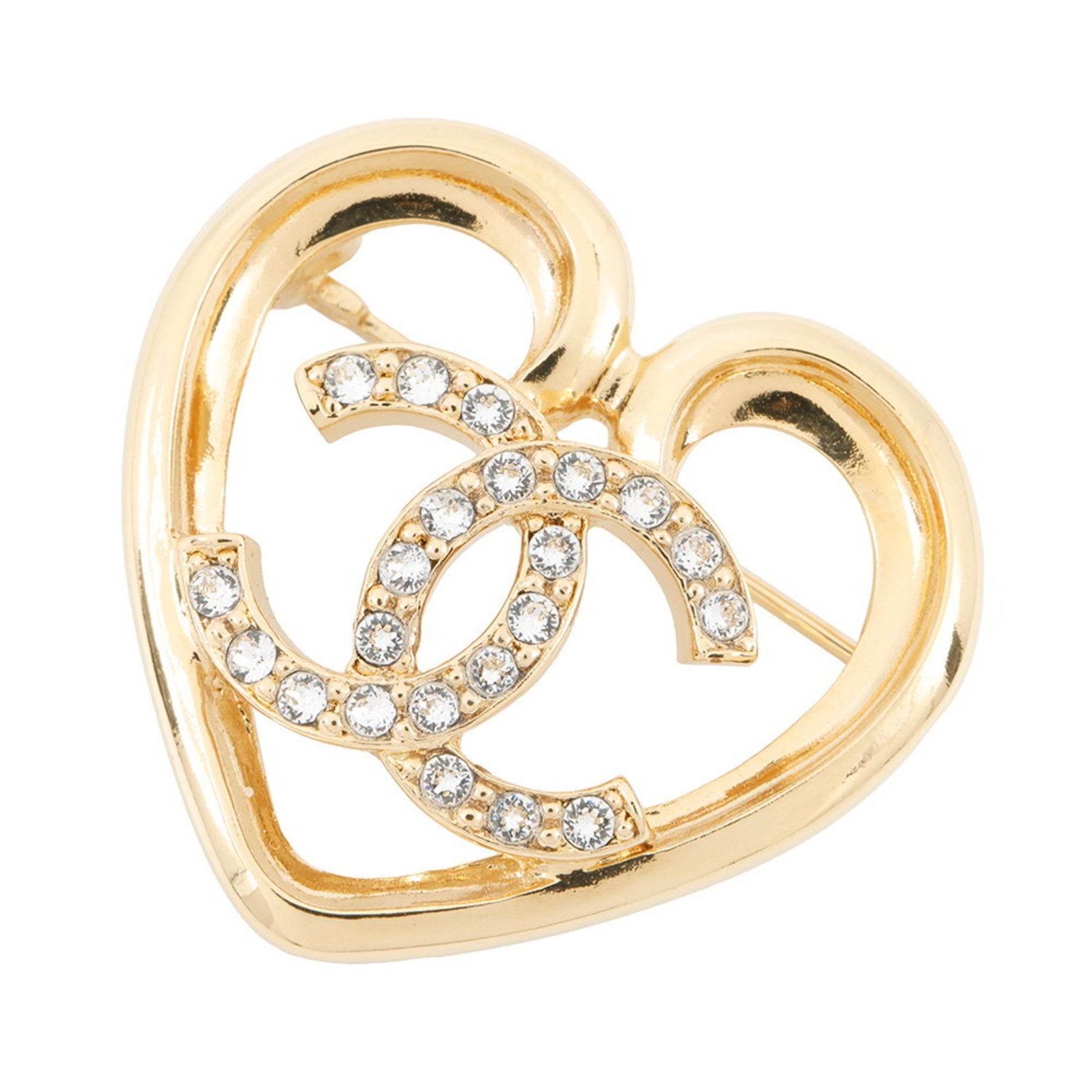 CHANEL Brooch Coco Mark Heart Rhinestone C