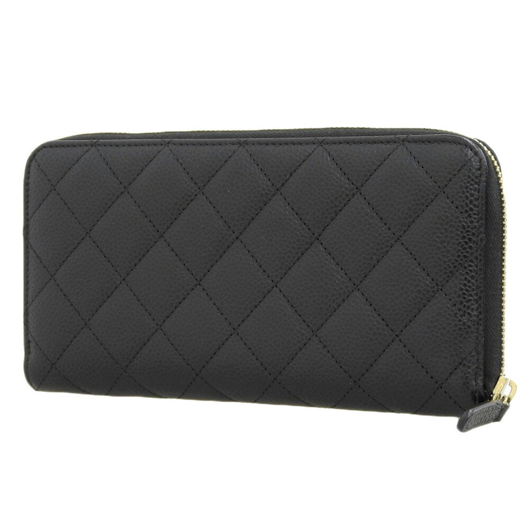 CHANEL Coco Mark Round Long Wallet with Seal Series Caviar Skin