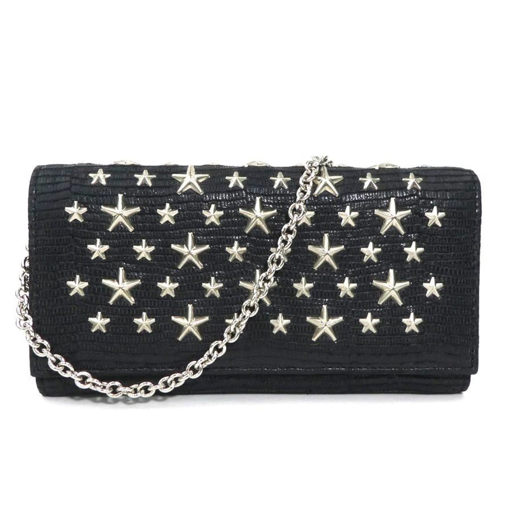 JIMMY CHOO Long Chain Wallet in Embossed Leather