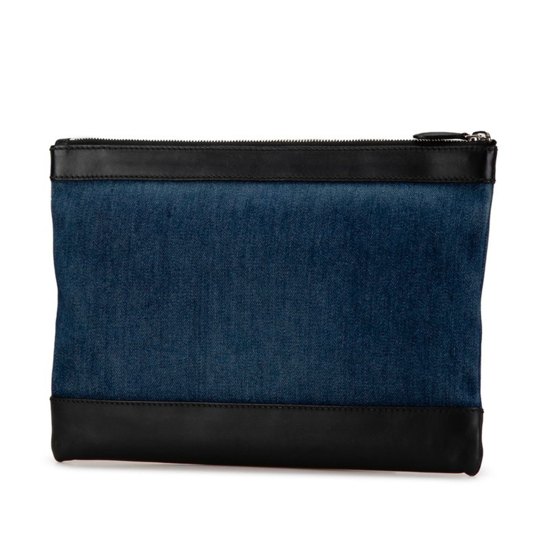 Balenciaga Navy Clip M Clutch Bag Indigo Blue Denim Leather