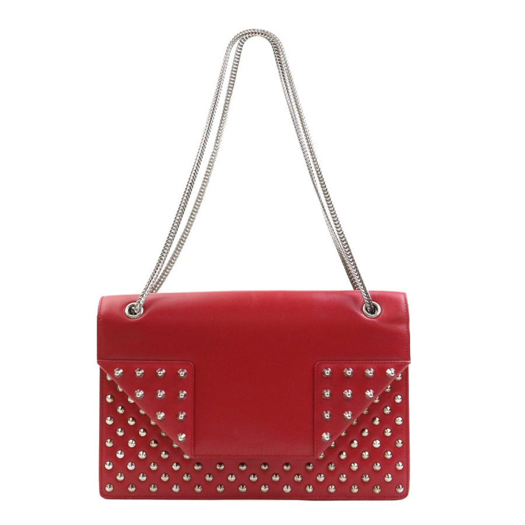 Saint Laurent shoulder bag leather metal red silver