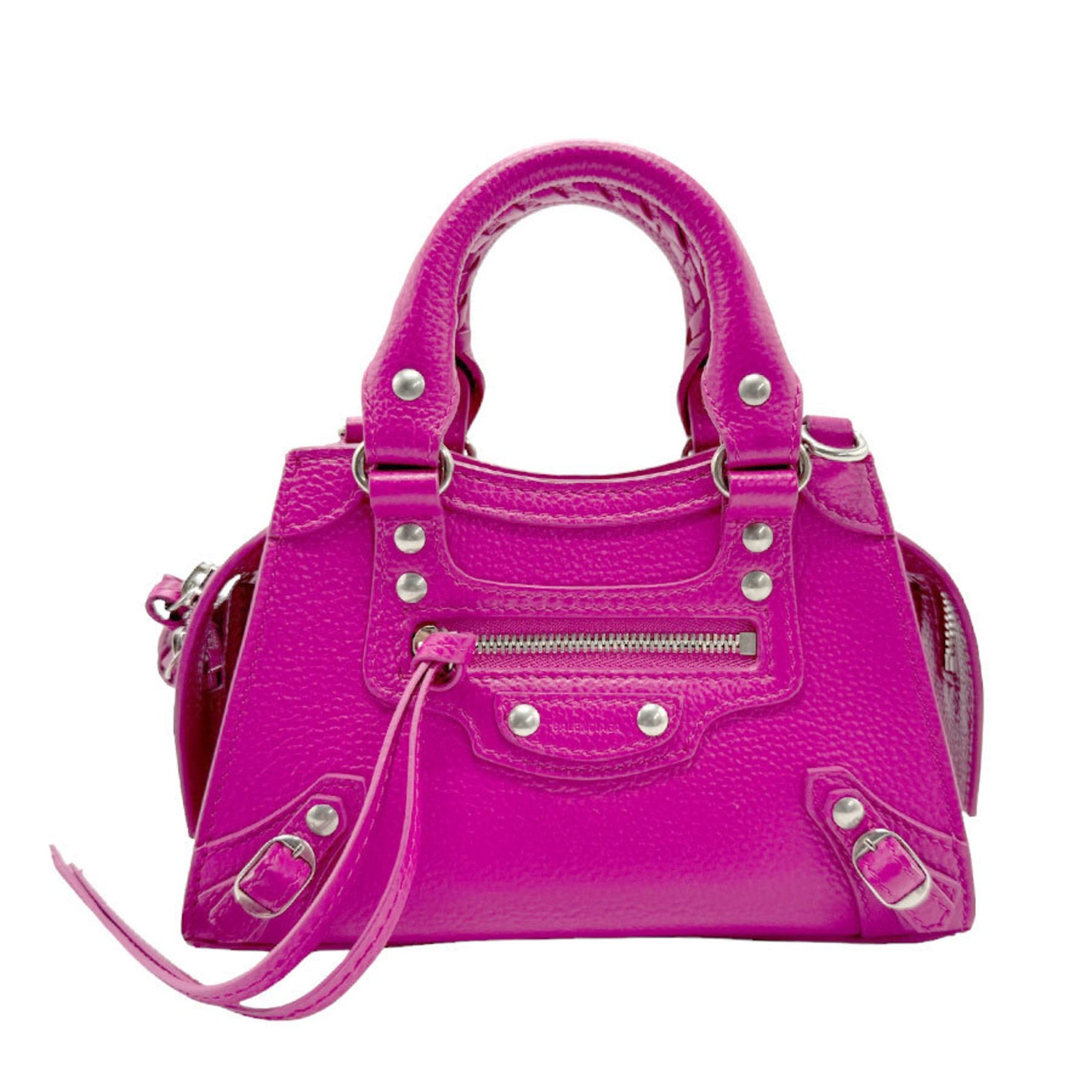 BALENCIAGA Shoulder Bag Handbag Neo Classic City Nano Leather Magenta Silver