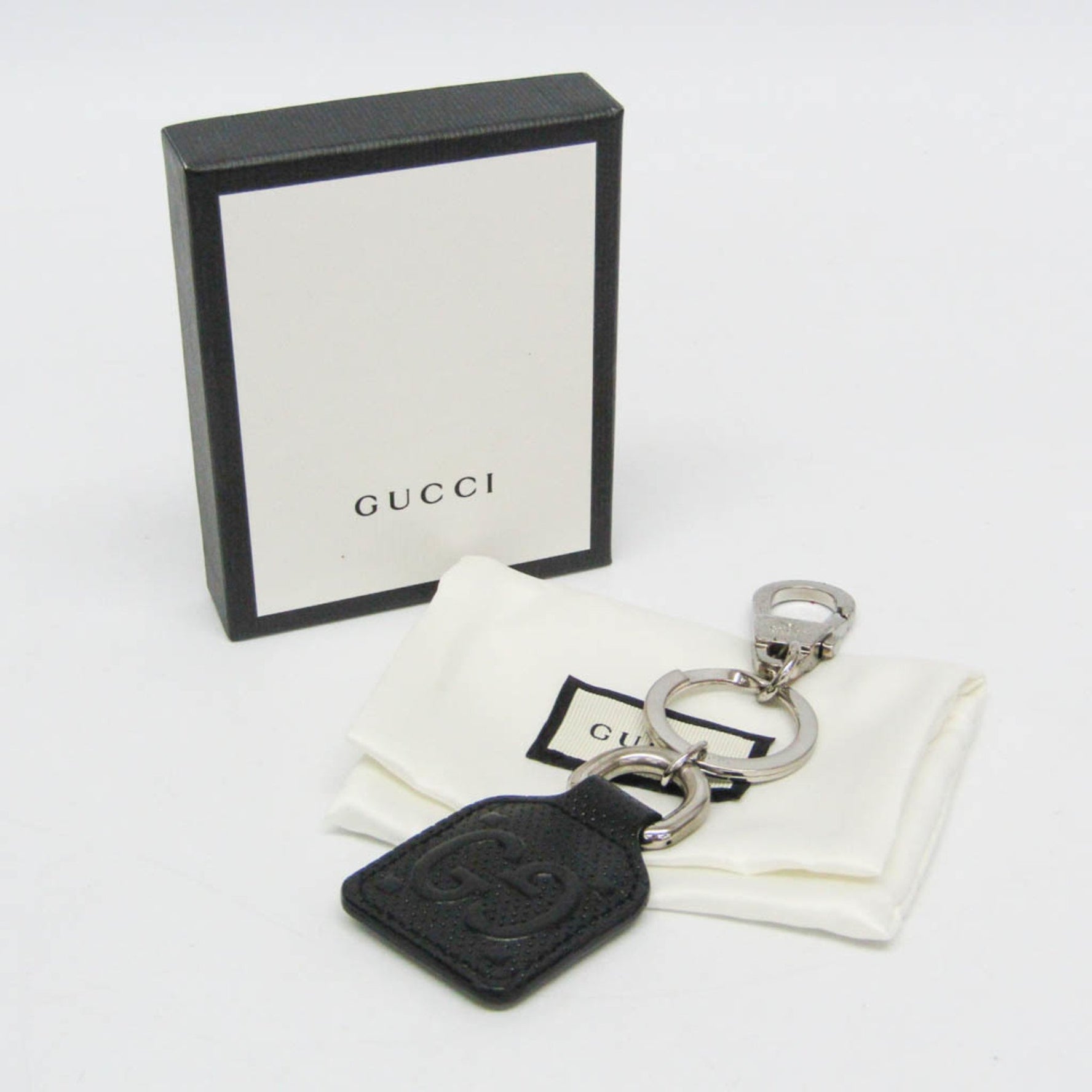 Gucci GG Embossed Key Ring Keyring (Black)