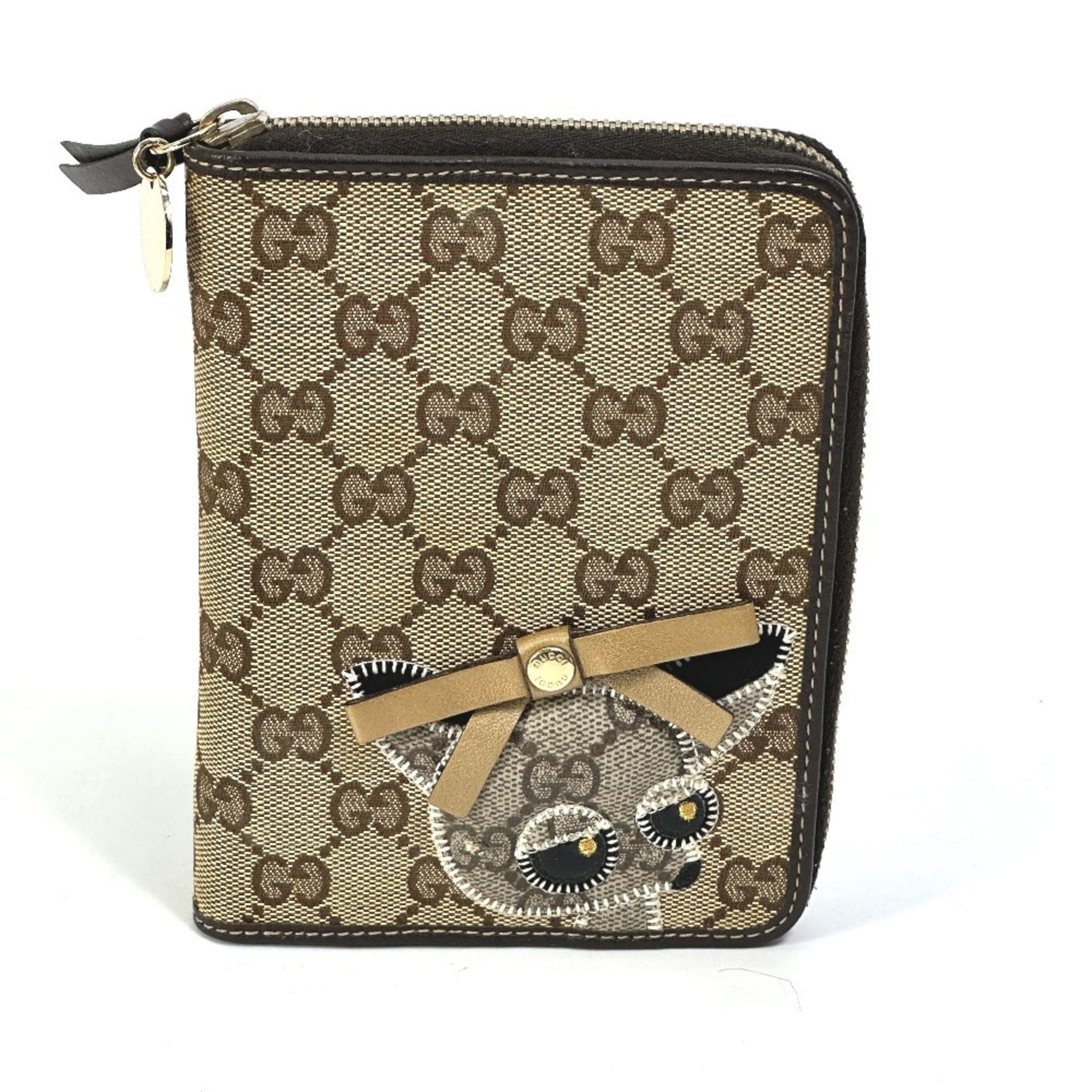 GUCCI GG Guccioli Chihuahua Stationery Round Notebook Cover Canvas Leather