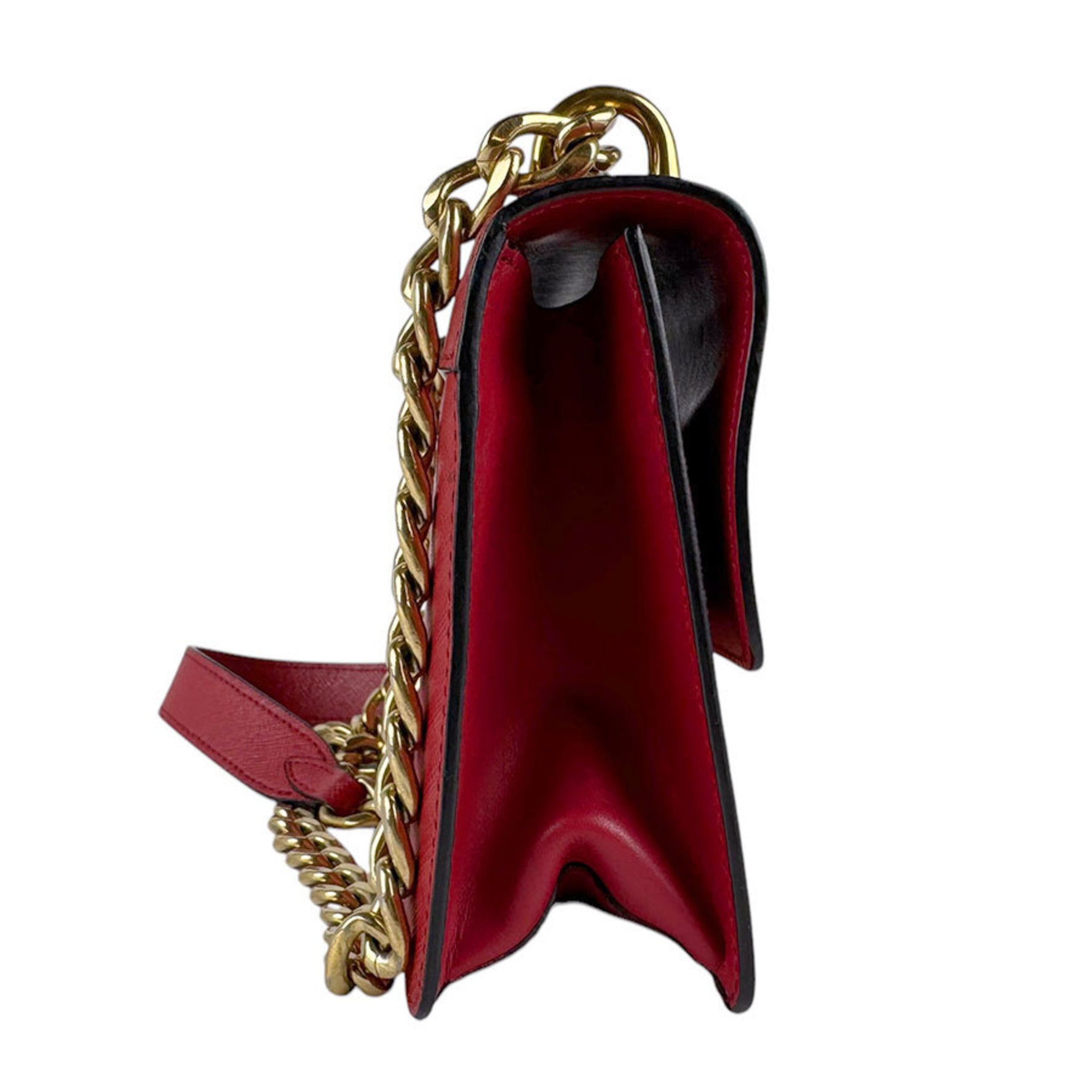 PRADA Shoulder Bag Leather Red Gold
