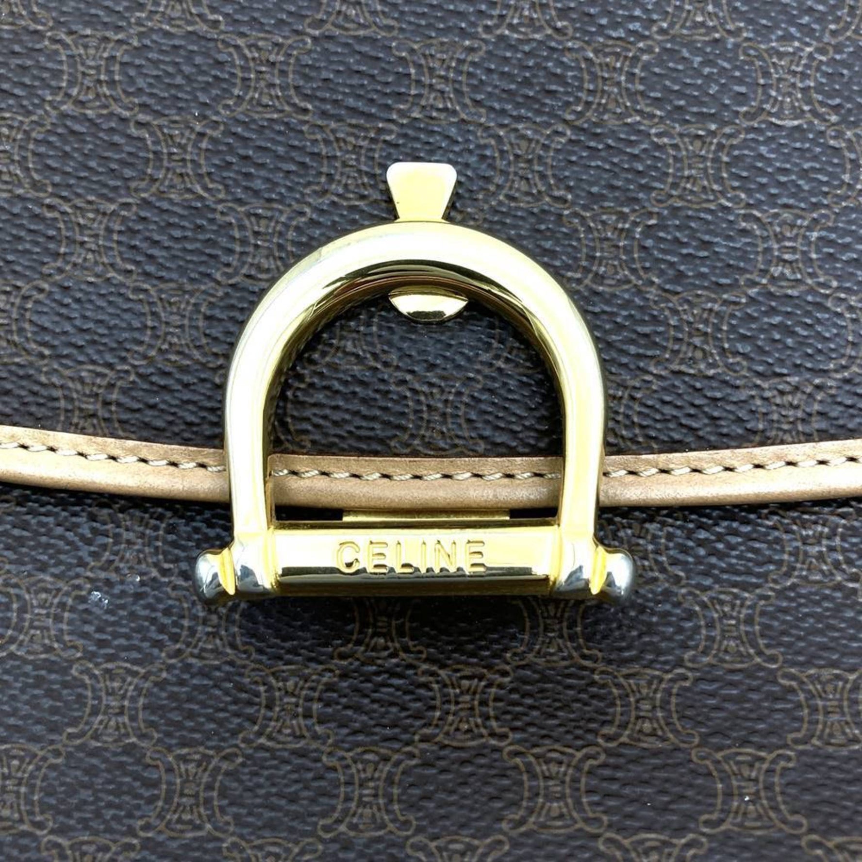 CELINE handbag, leather, macadam, lock hardware