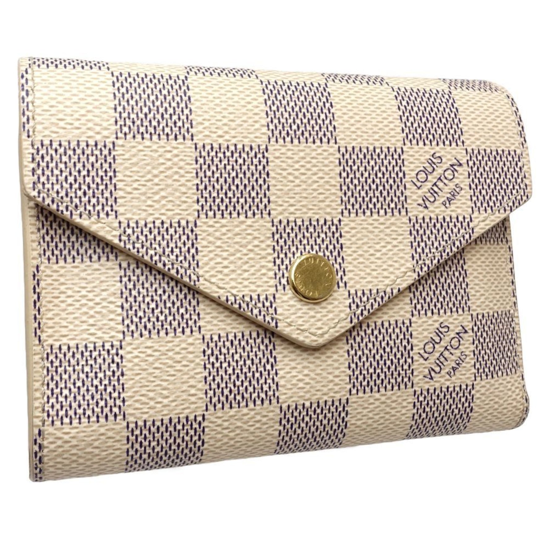 Louis Vuitton Damier Azur Tri-fold Wallet Portefeuille Victorine Rose Ballerine