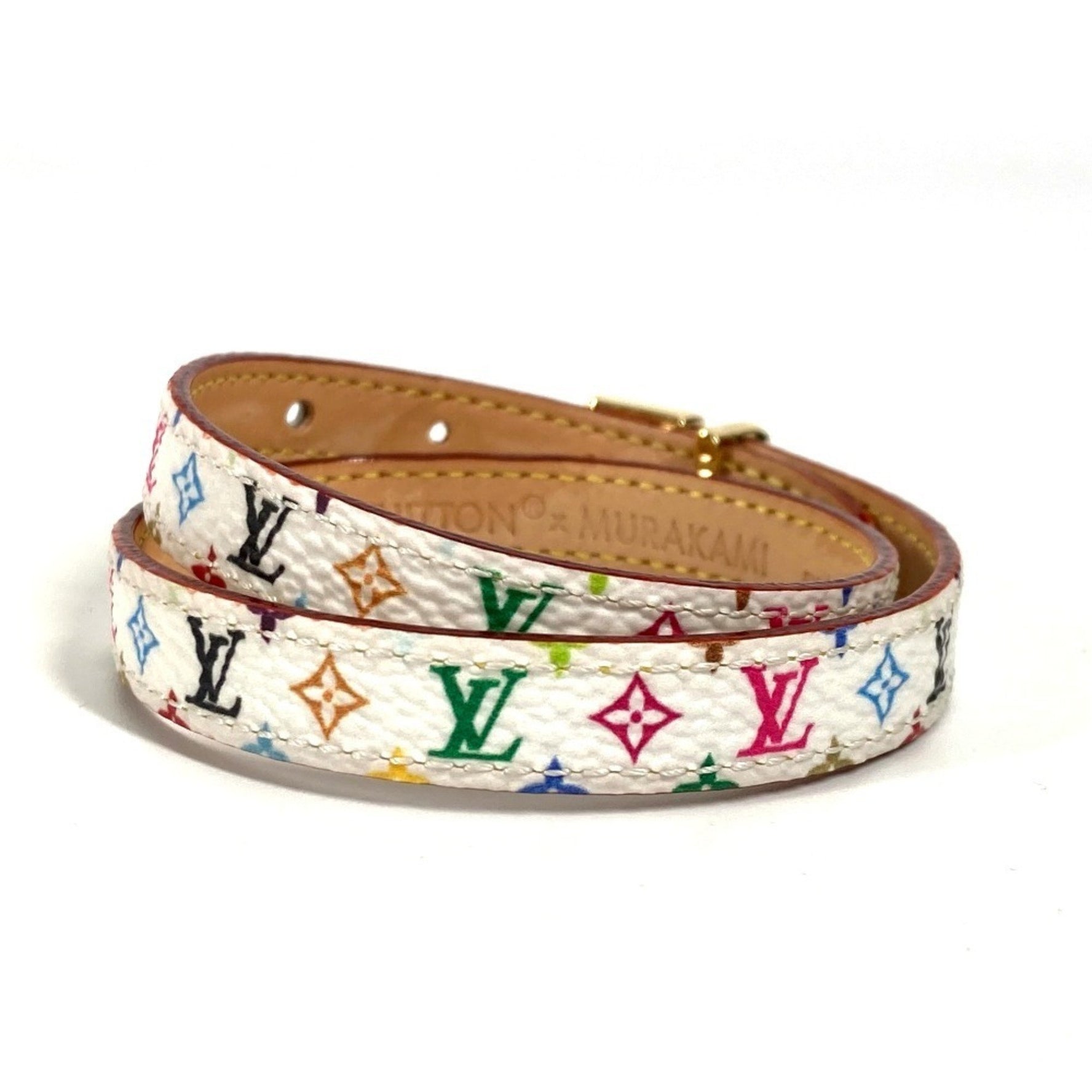 Louis Vuitton Monogram Multicolor Takashi Murakami LV x TM Bracelet Signature Double Accessory Canvas White