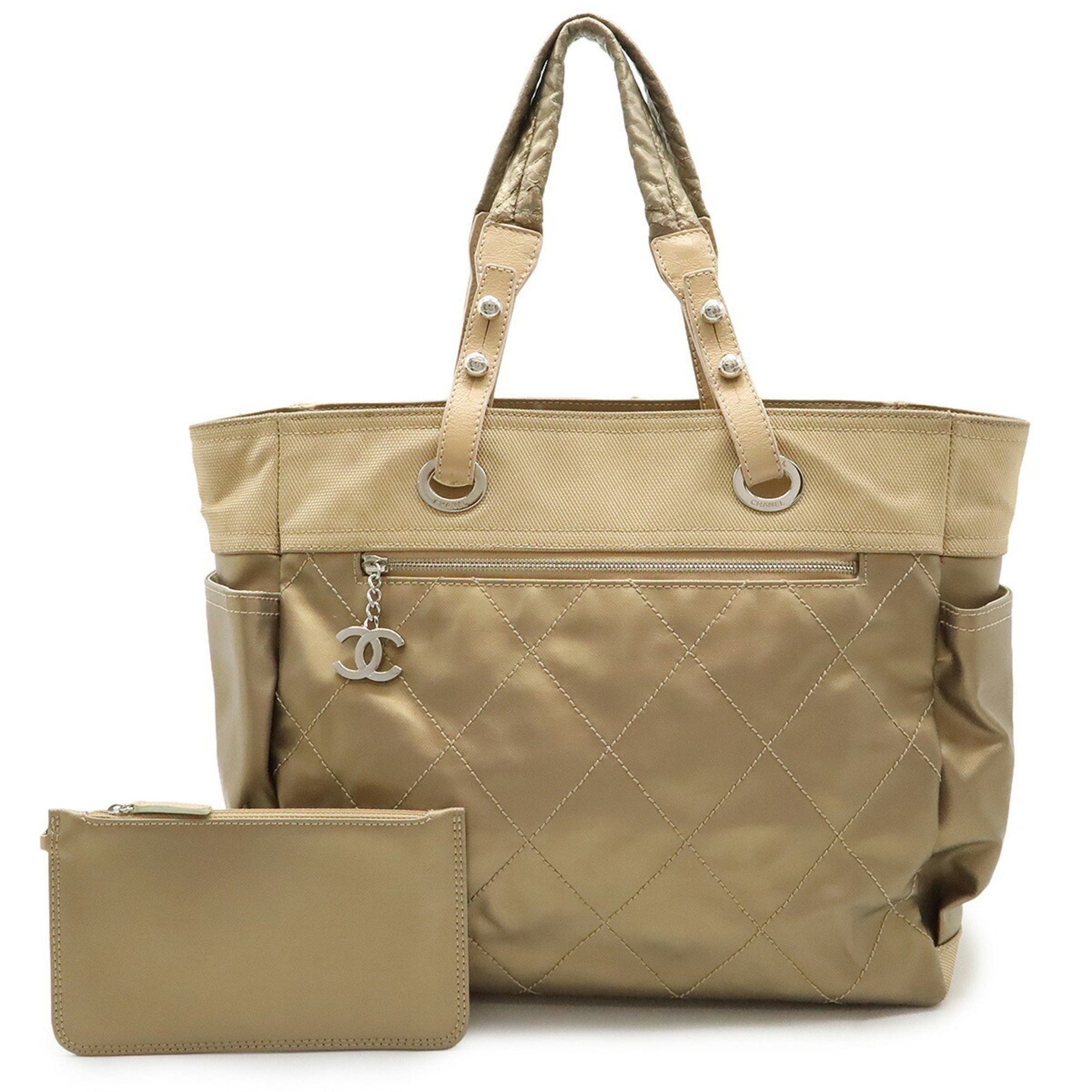 CHANEL Paris Biarritz Tote GM bag Shoulder Coated canvas Bronze gold