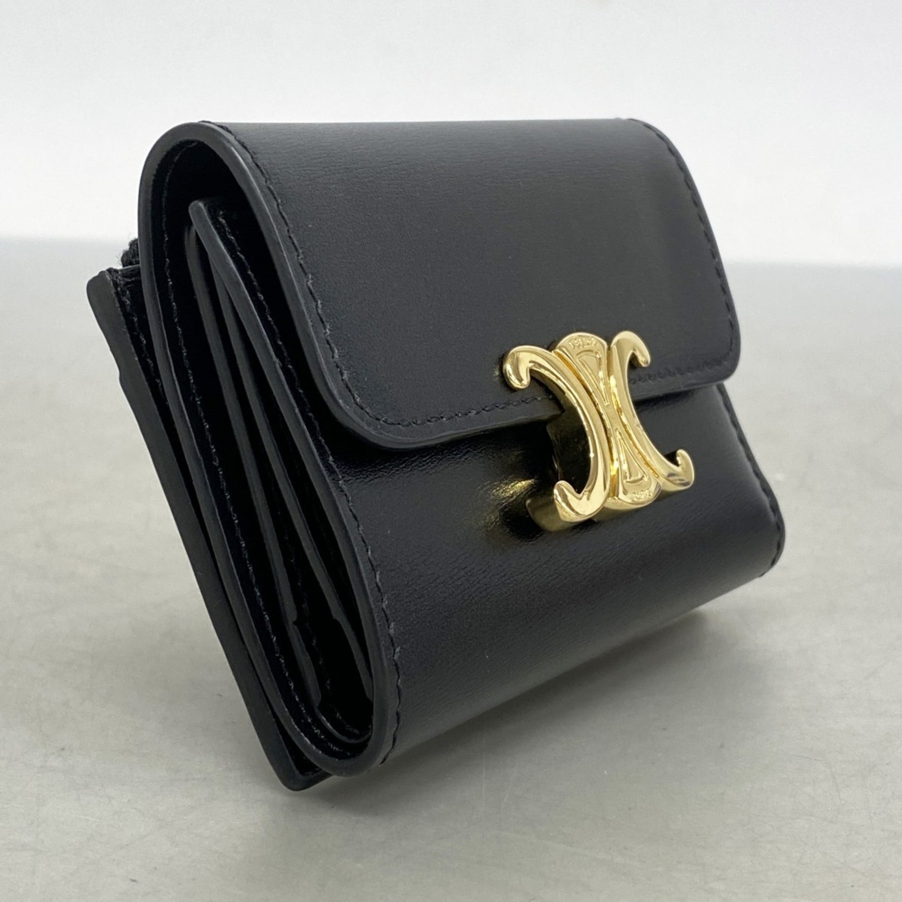 Celine Triomphe Leather Tri-fold Wallet