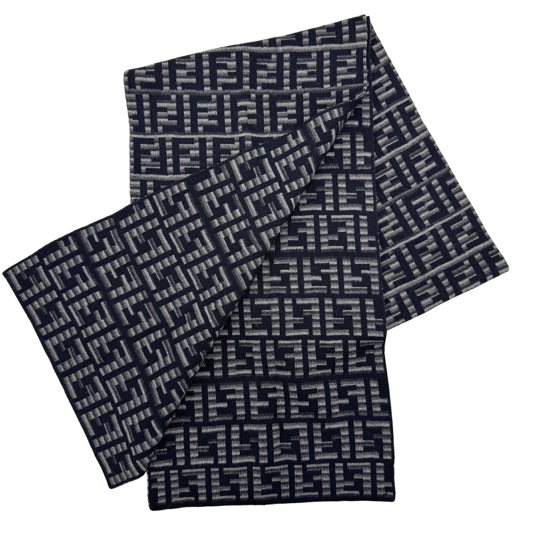 FENDI Zucca scarf/stole in grey and black wool women