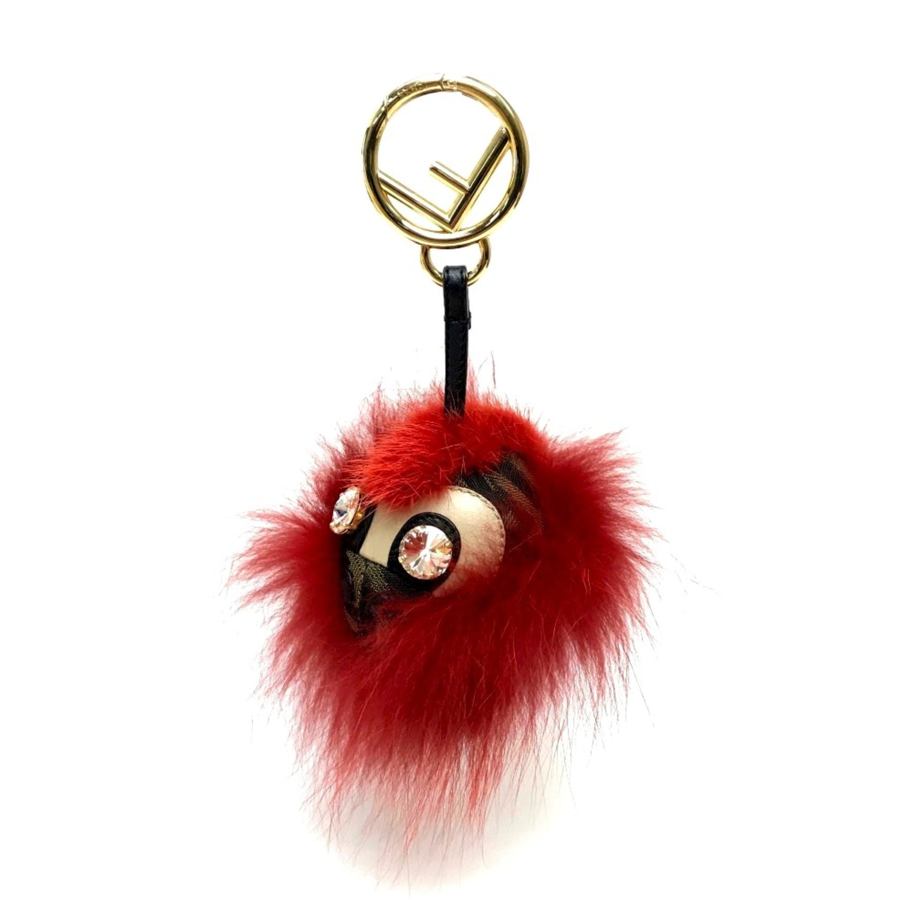 Fendi Real fur FF pattern with Bijoux Key ring x Brown GoldHardware