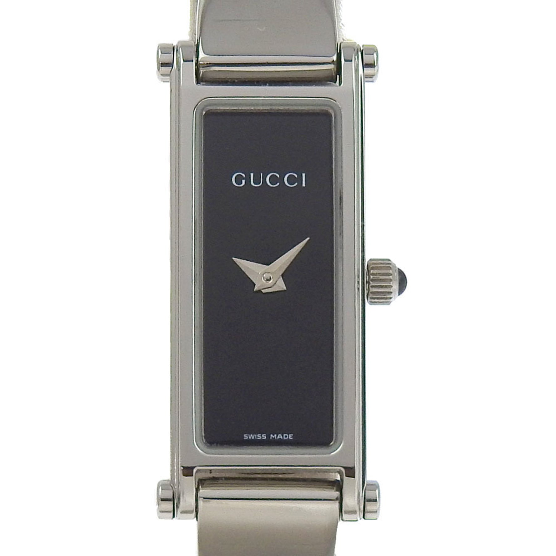 Gucci Bangle Watch Stainless Steel Quartz Analog Display Black Dial