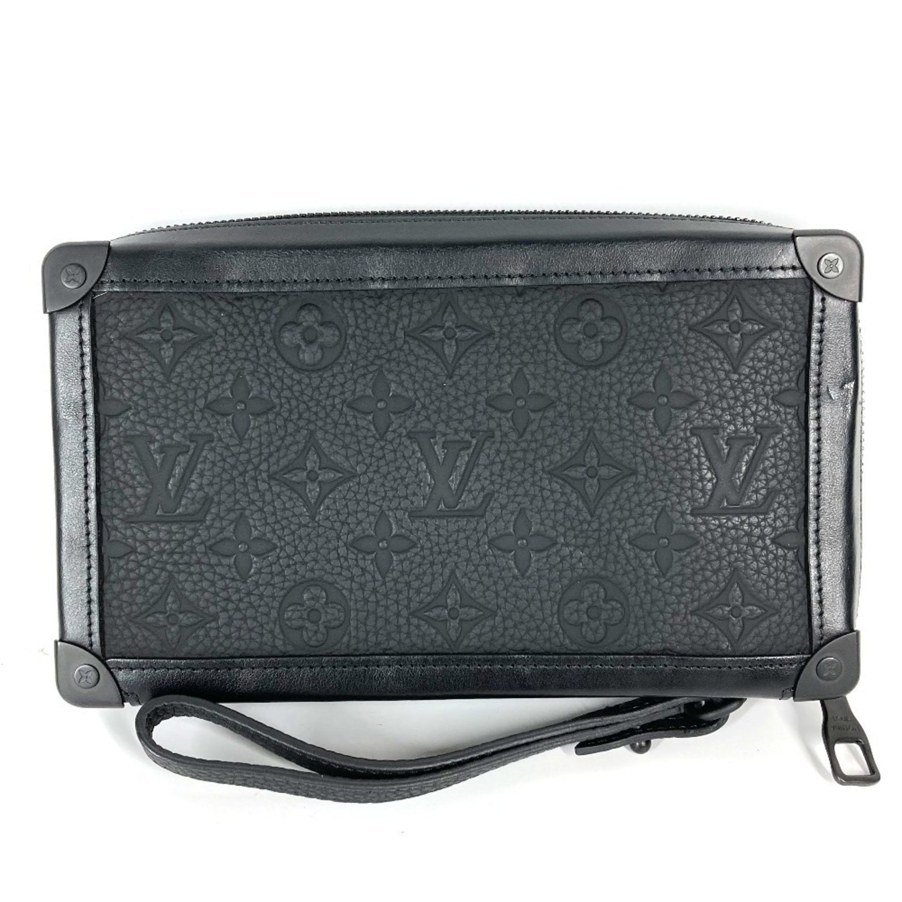 Louis Vuitton Monogram Taurillon Soft Trunk Clutch Bag Pouch Second with Strap Leather Men's Noir Black