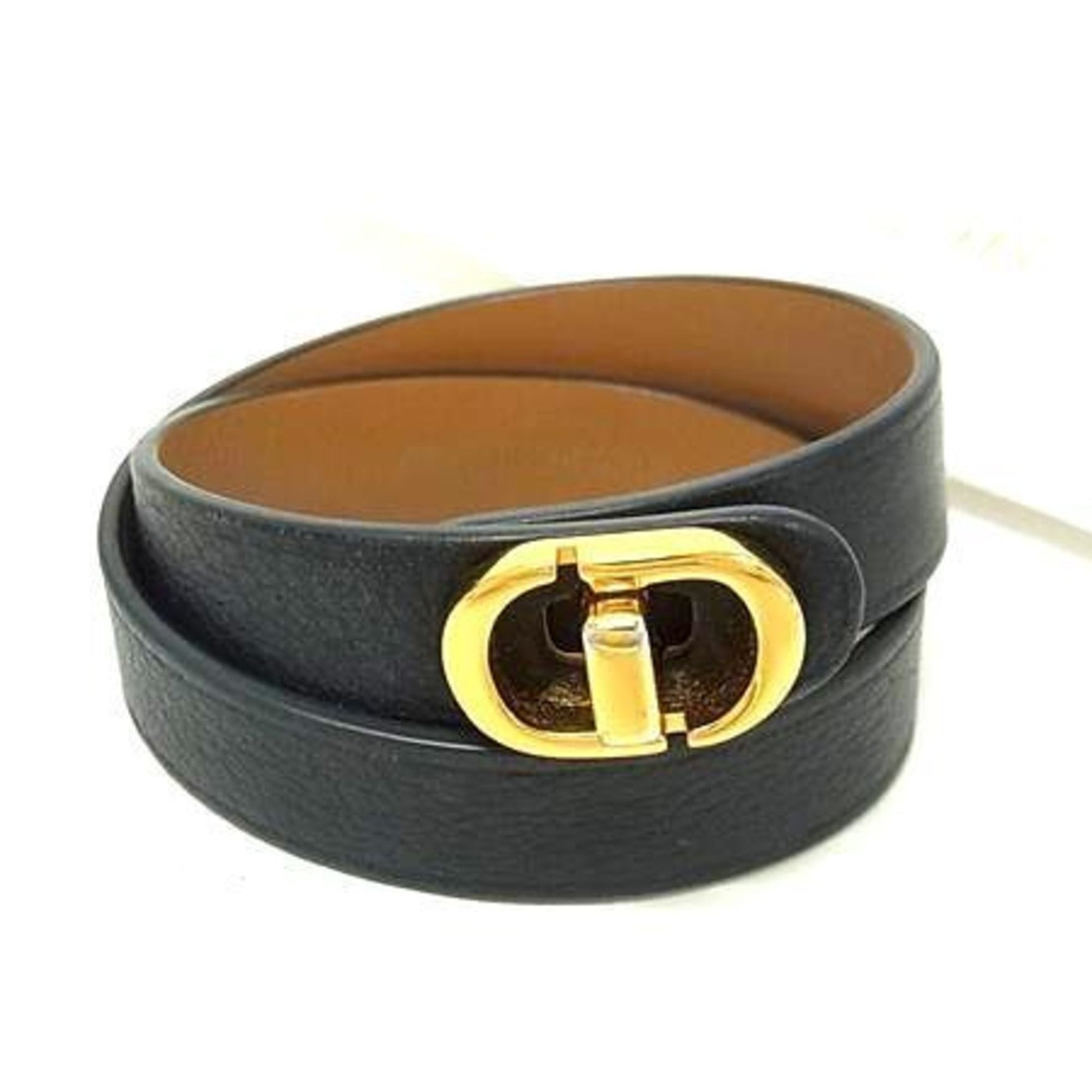 Christian Dior Leather Turnlock Double-Row Bracelet