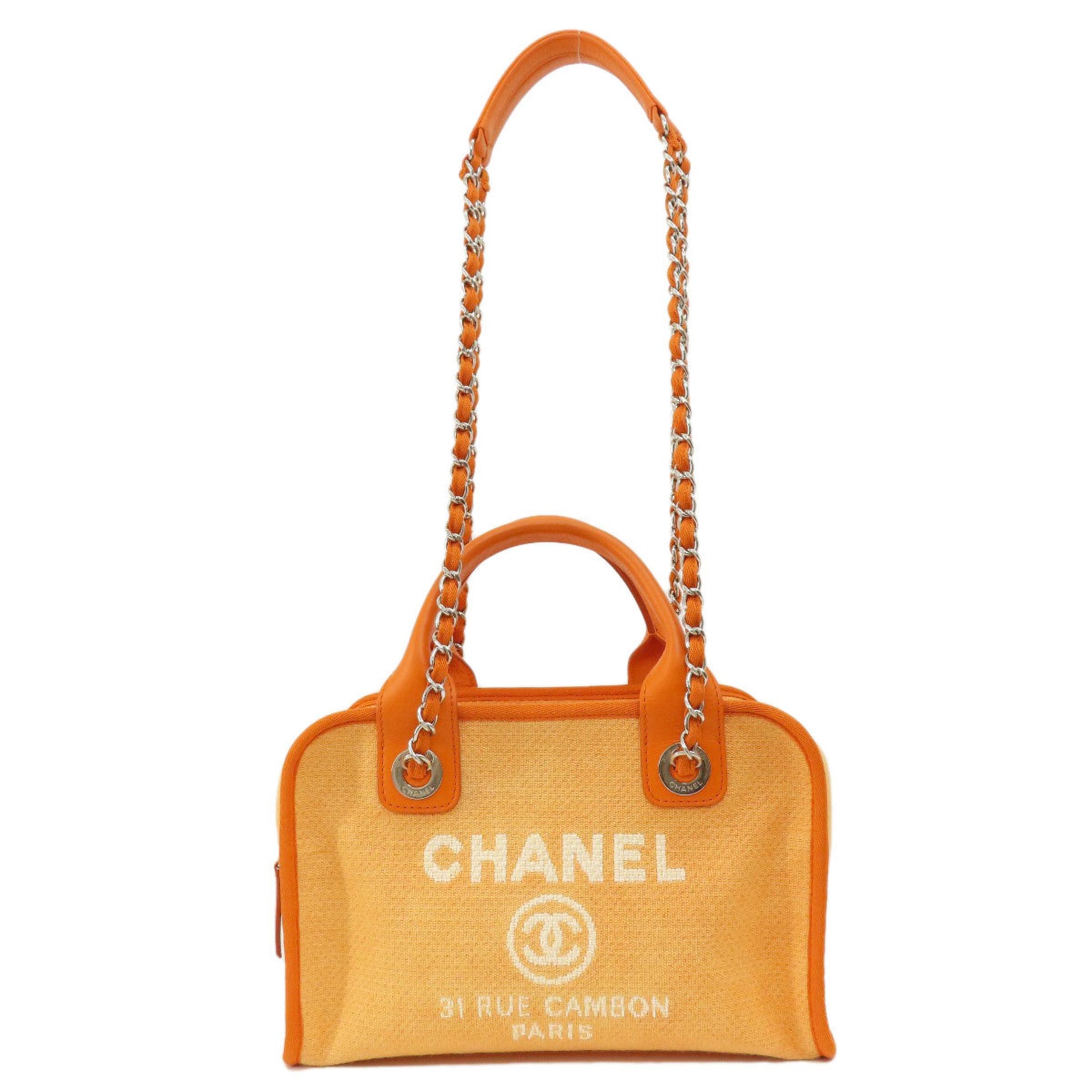 Chanel Deauville Bowling Bag Handbag Canvas