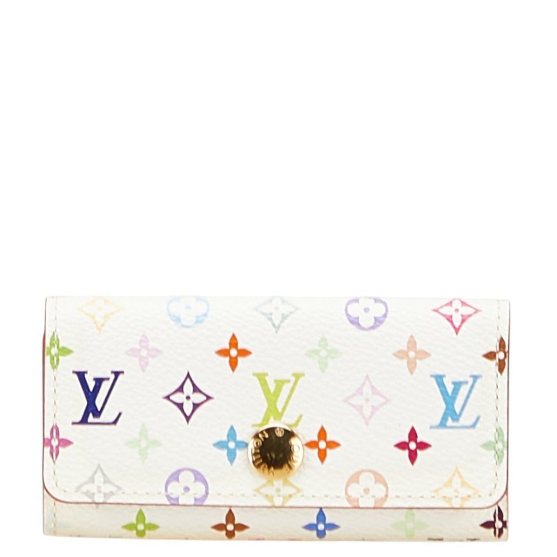 Louis Vuitton Monogram Multicolore Multicle 4 Key Case, White Leather, LOUIS VUITTON