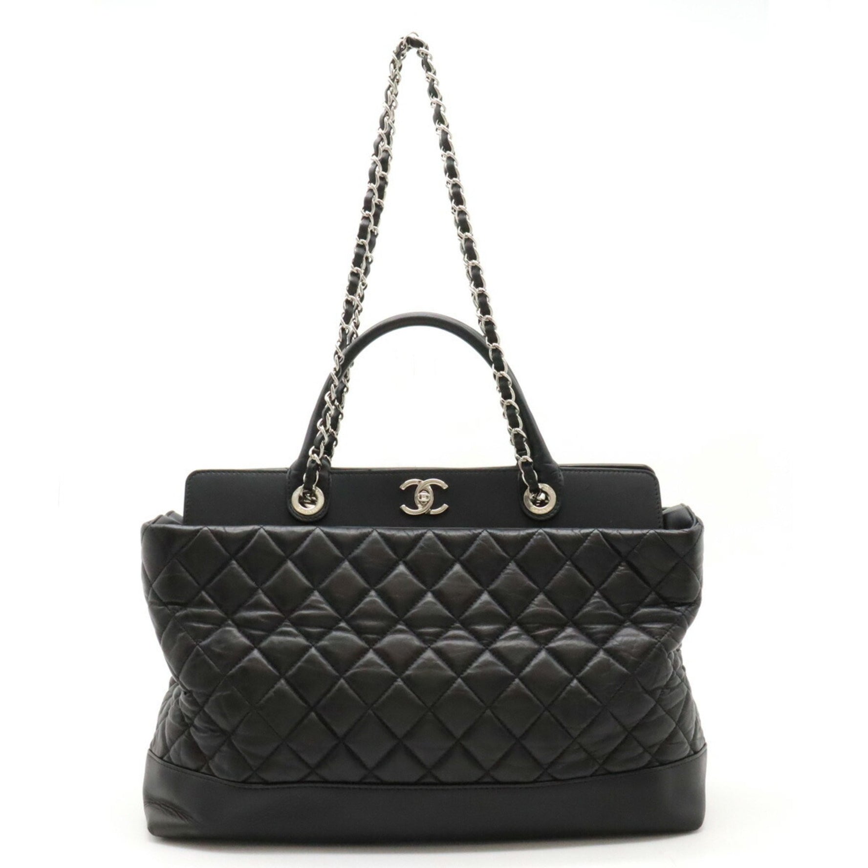 CHANEL Coco Mark Matelasse Portobello Tote Bag Chain Shoulder Leather