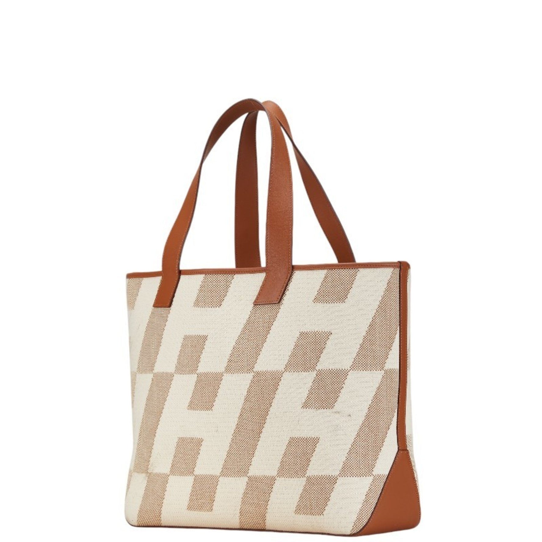 Hermes H Ambié GM Tote Bag Beige Brown Toile Leather