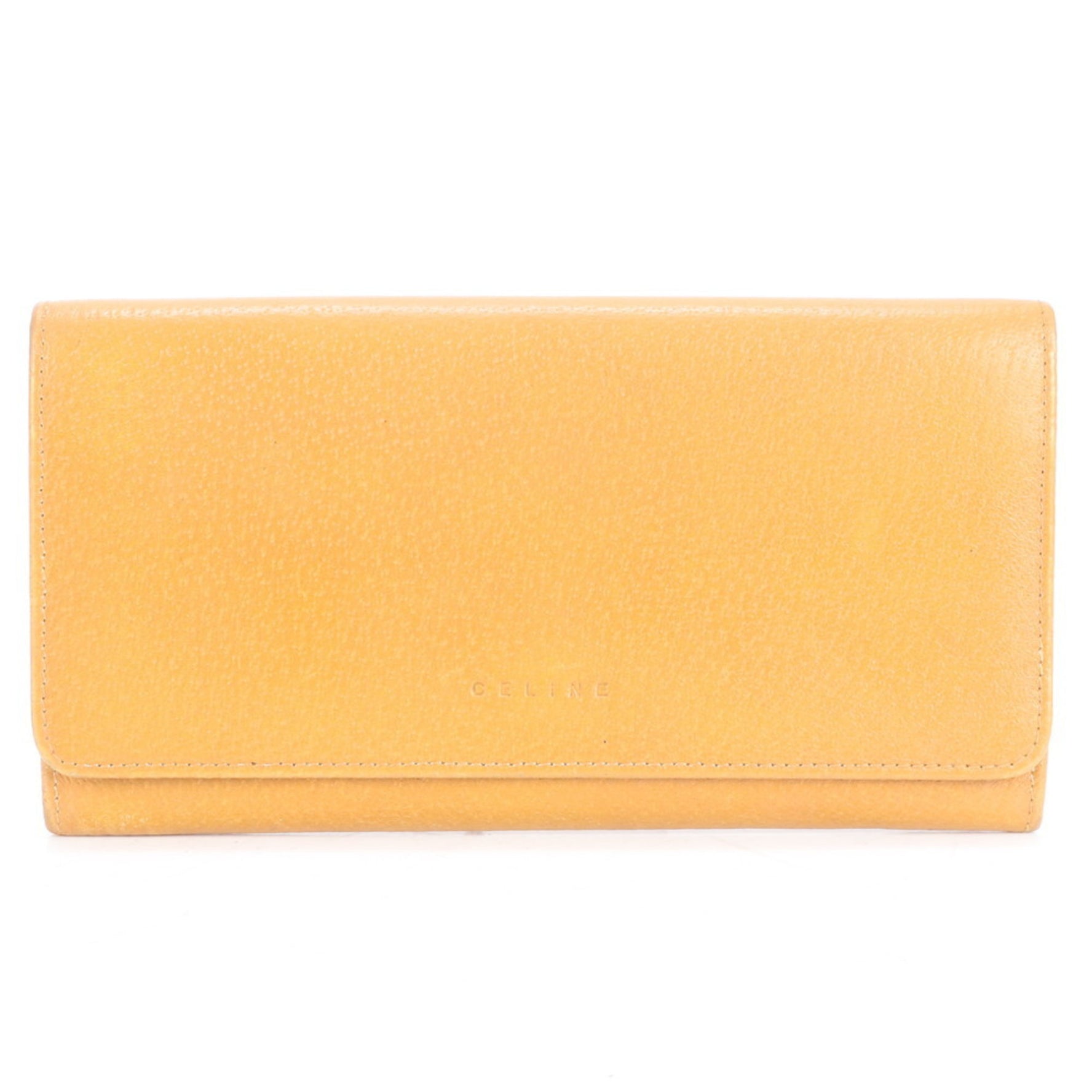 Celine Leather Long Wallet, Round Zipper, Bifold