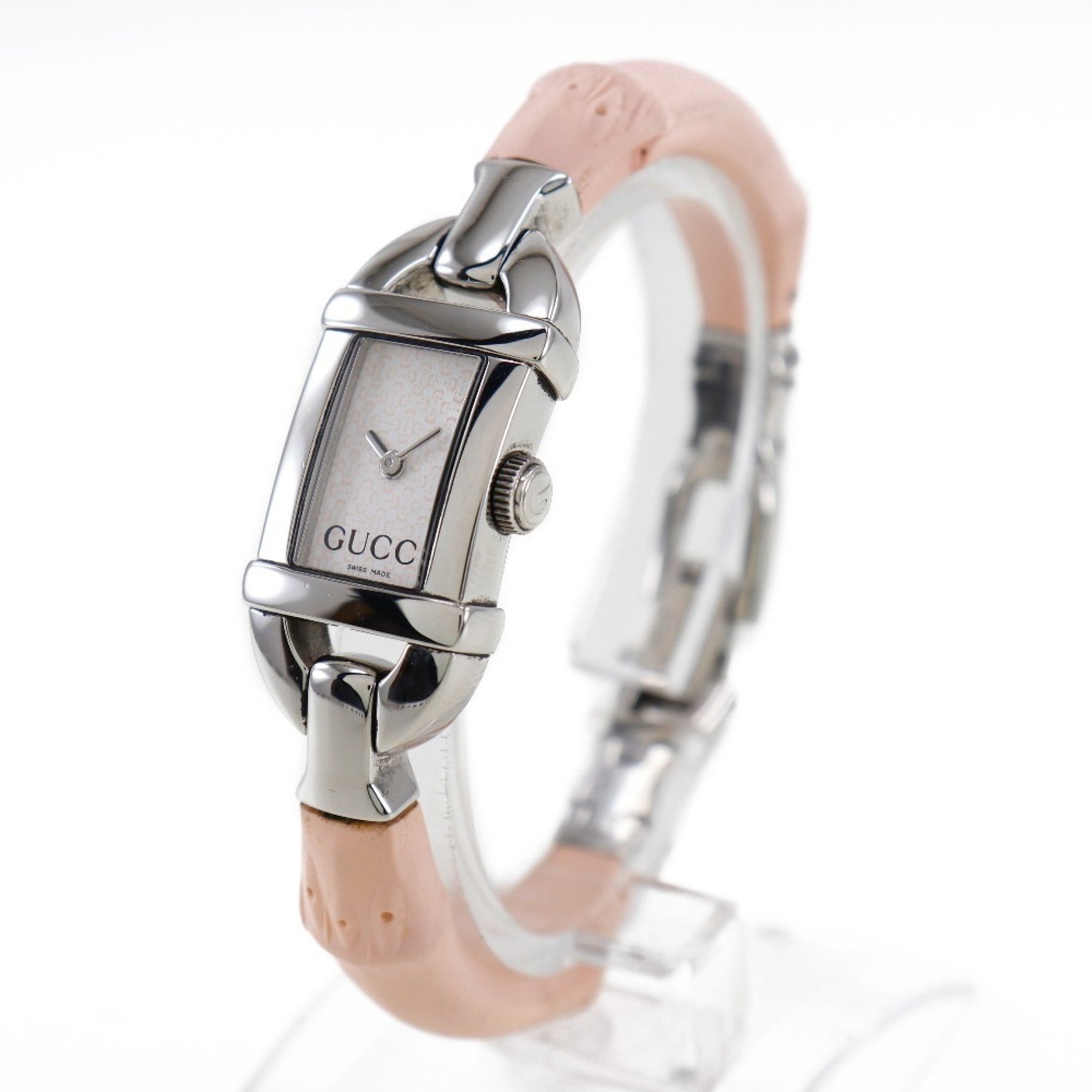 Gucci Bamboo Watch Stainless Steel x Rubber Pink Quartz Analog Display White Dial
