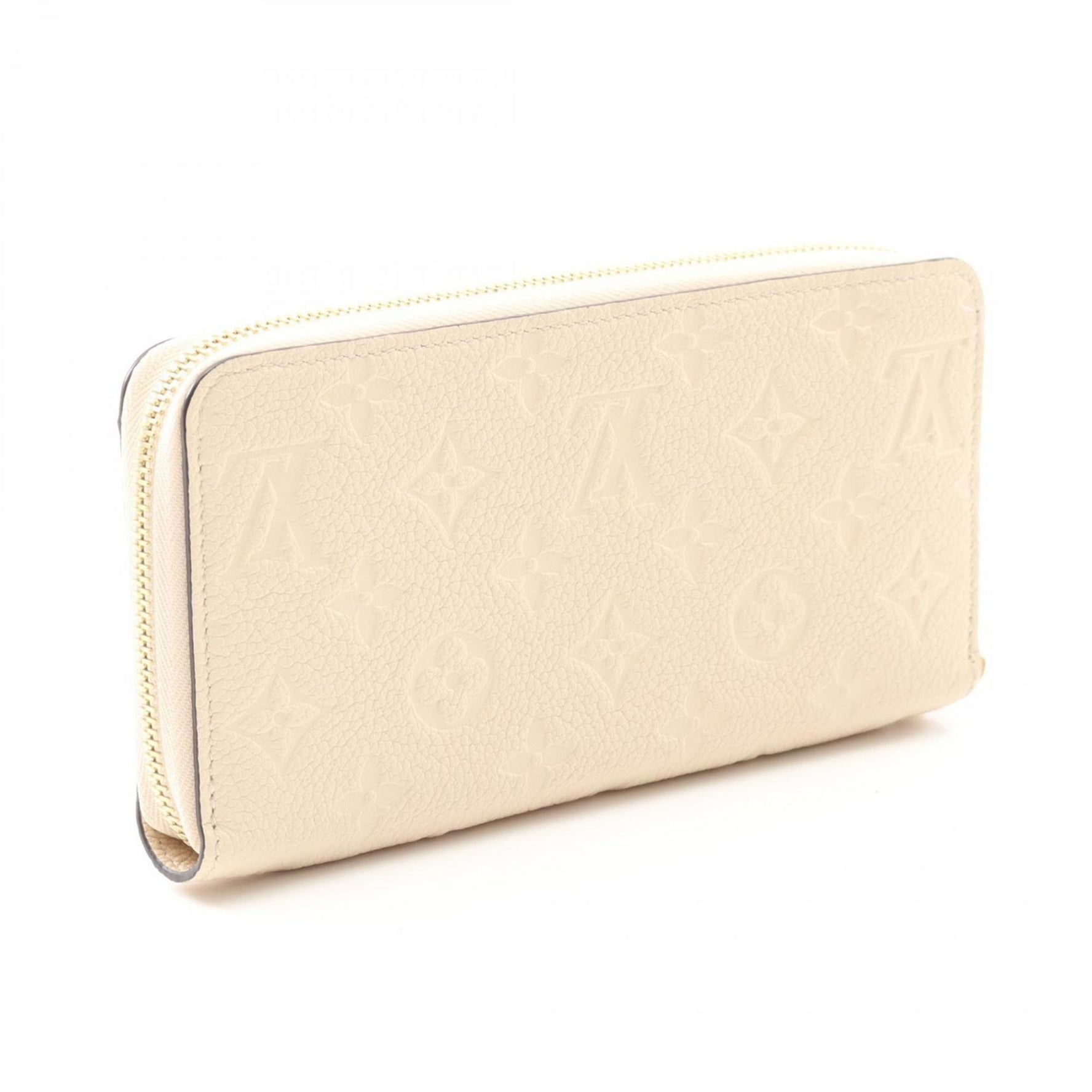 Louis Vuitton Zippy Wallet, Monogram Empreinte Leather, Round Long White