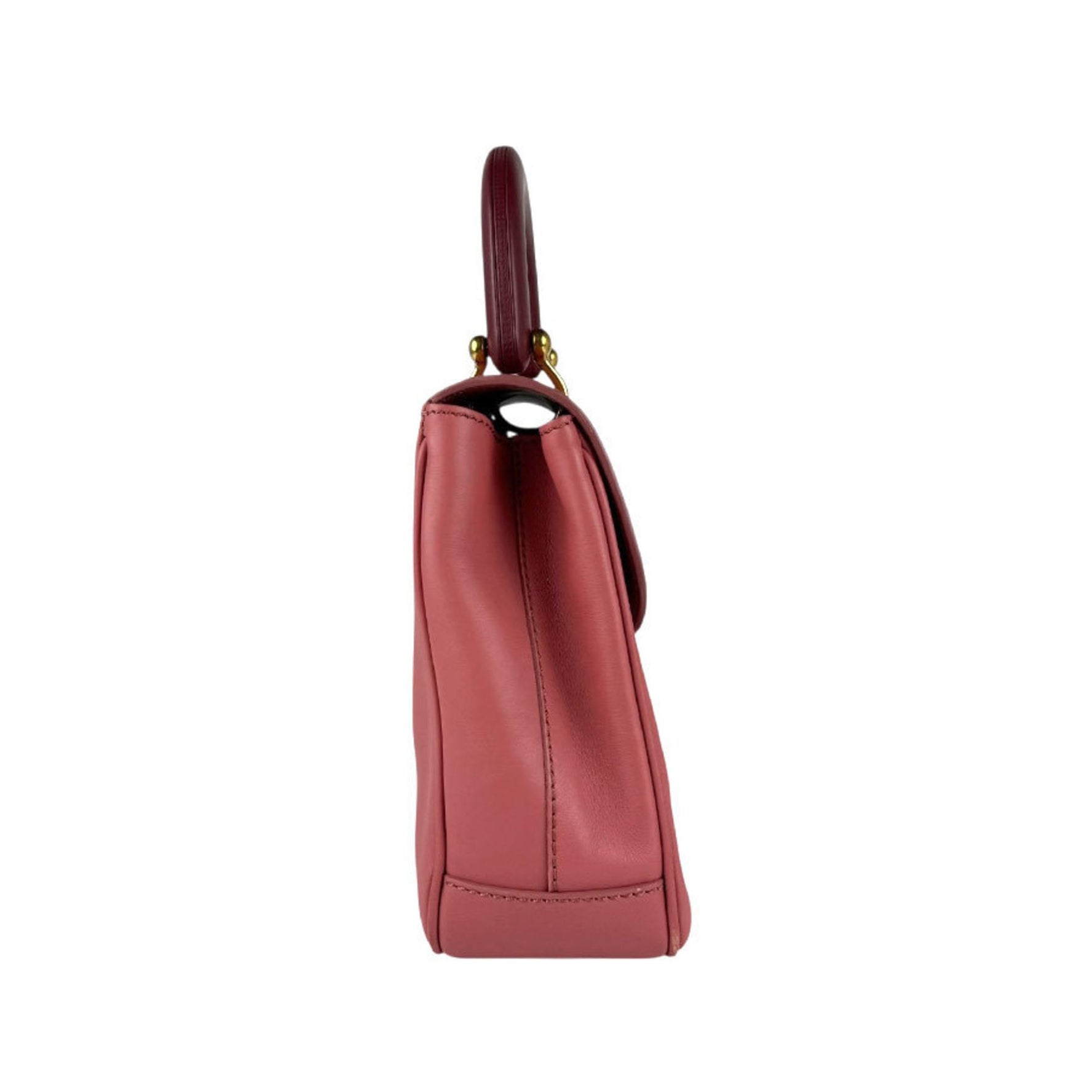Burberry handbag shoulder bag leather pink burgundy gold ladies
